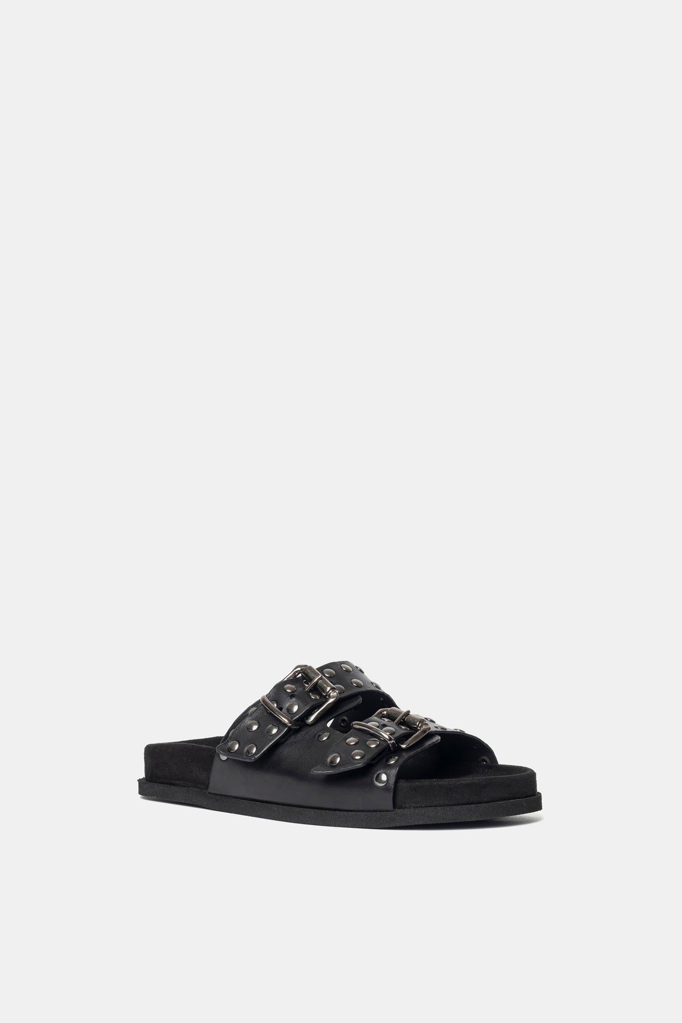 Black calfskin sandal with studs FUS2