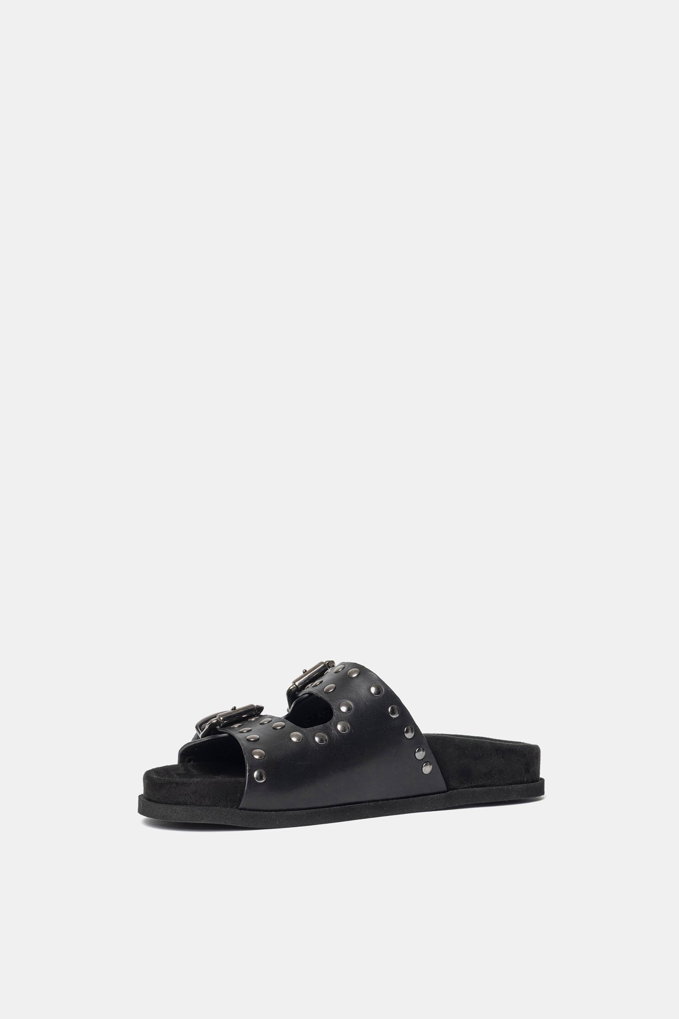 Black calfskin sandal with studs FUS2