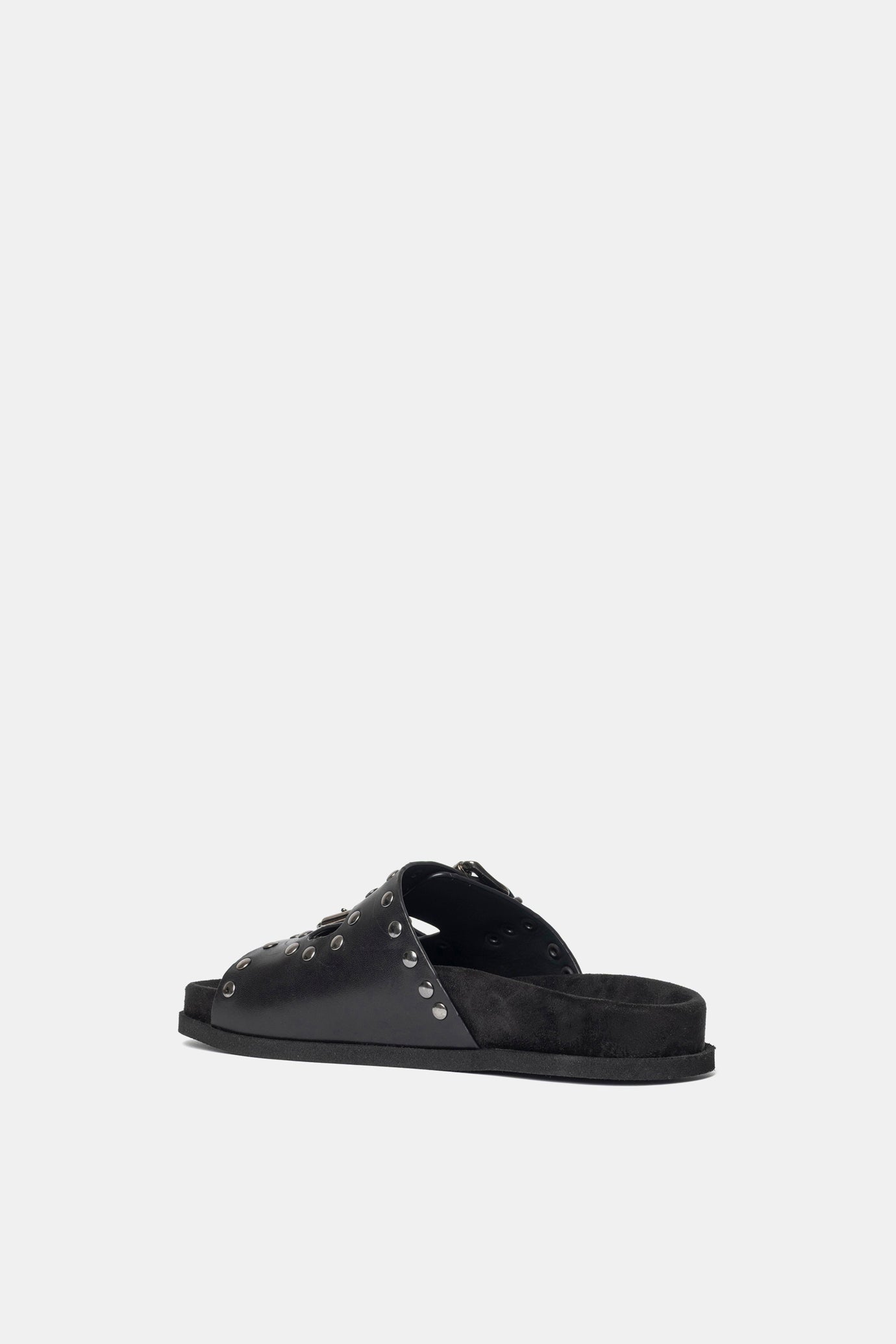 Black calfskin sandal with studs FUS2