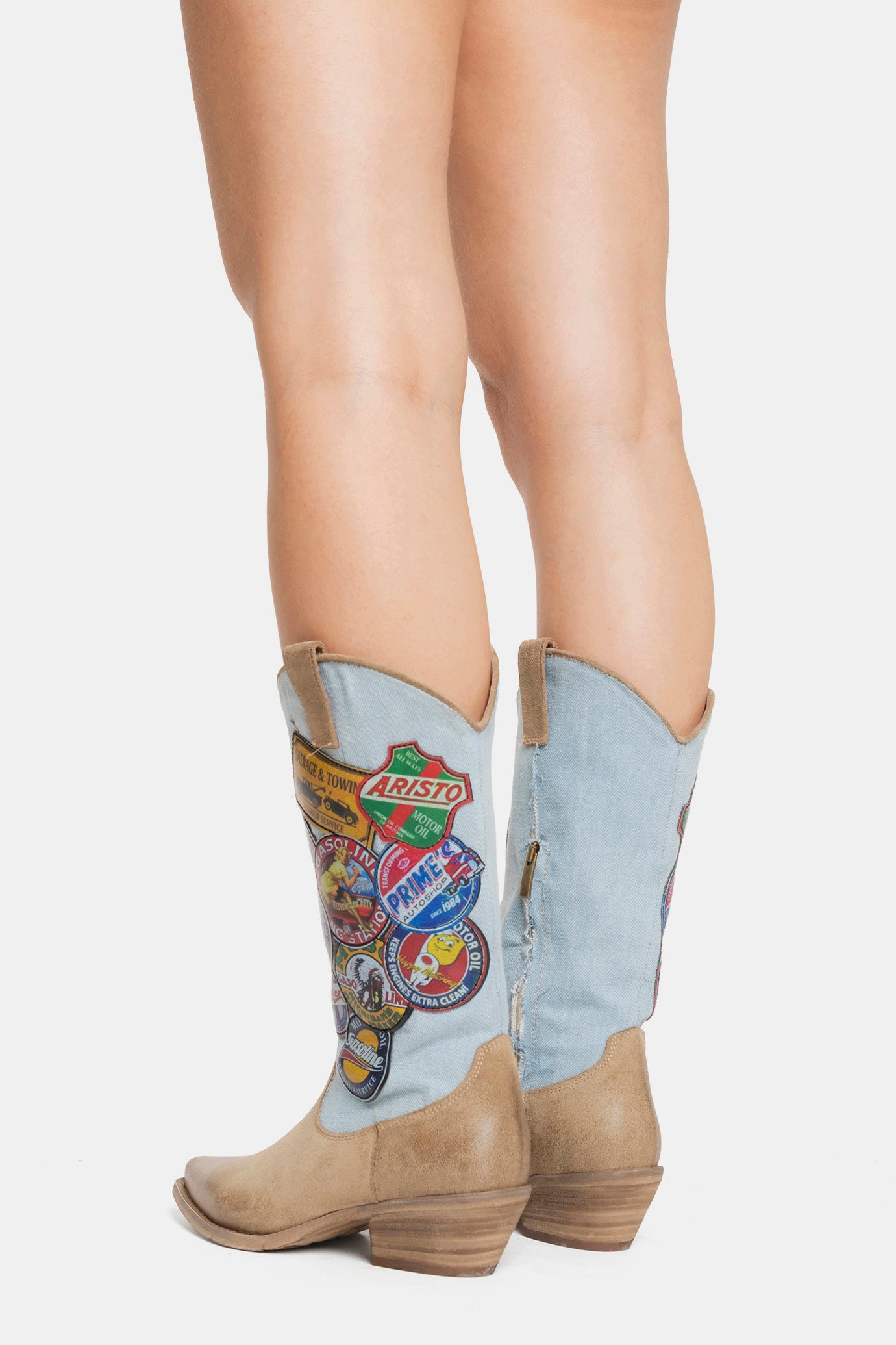 Stivali texani in camoscio e jeans DX2570