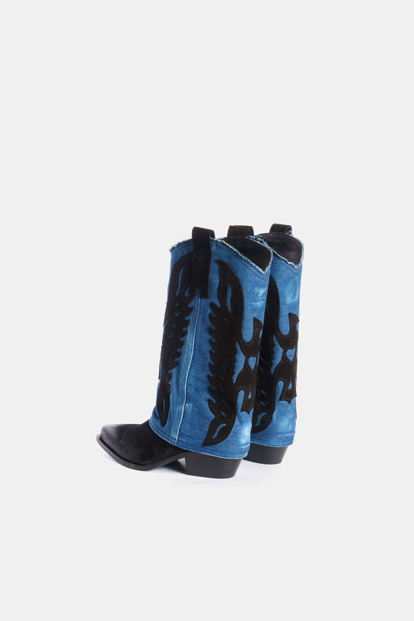 Bottes texanes en daim noir et jean vintage DX679