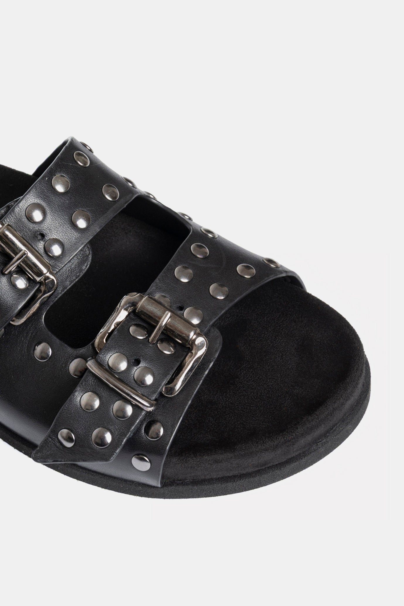 Black calfskin sandal with studs FUS2
