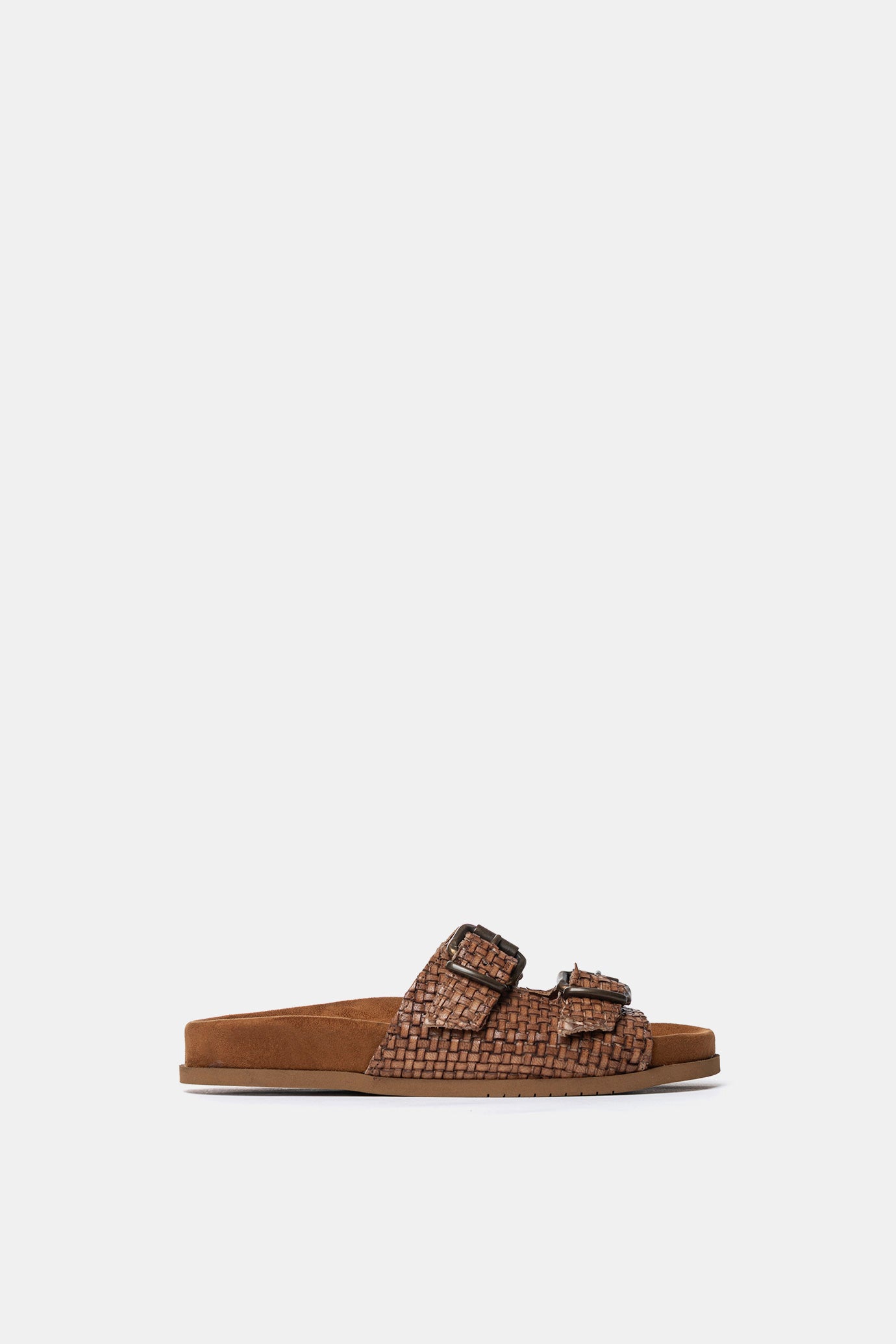 Dove grey suede sandal with FUS3 embroidery