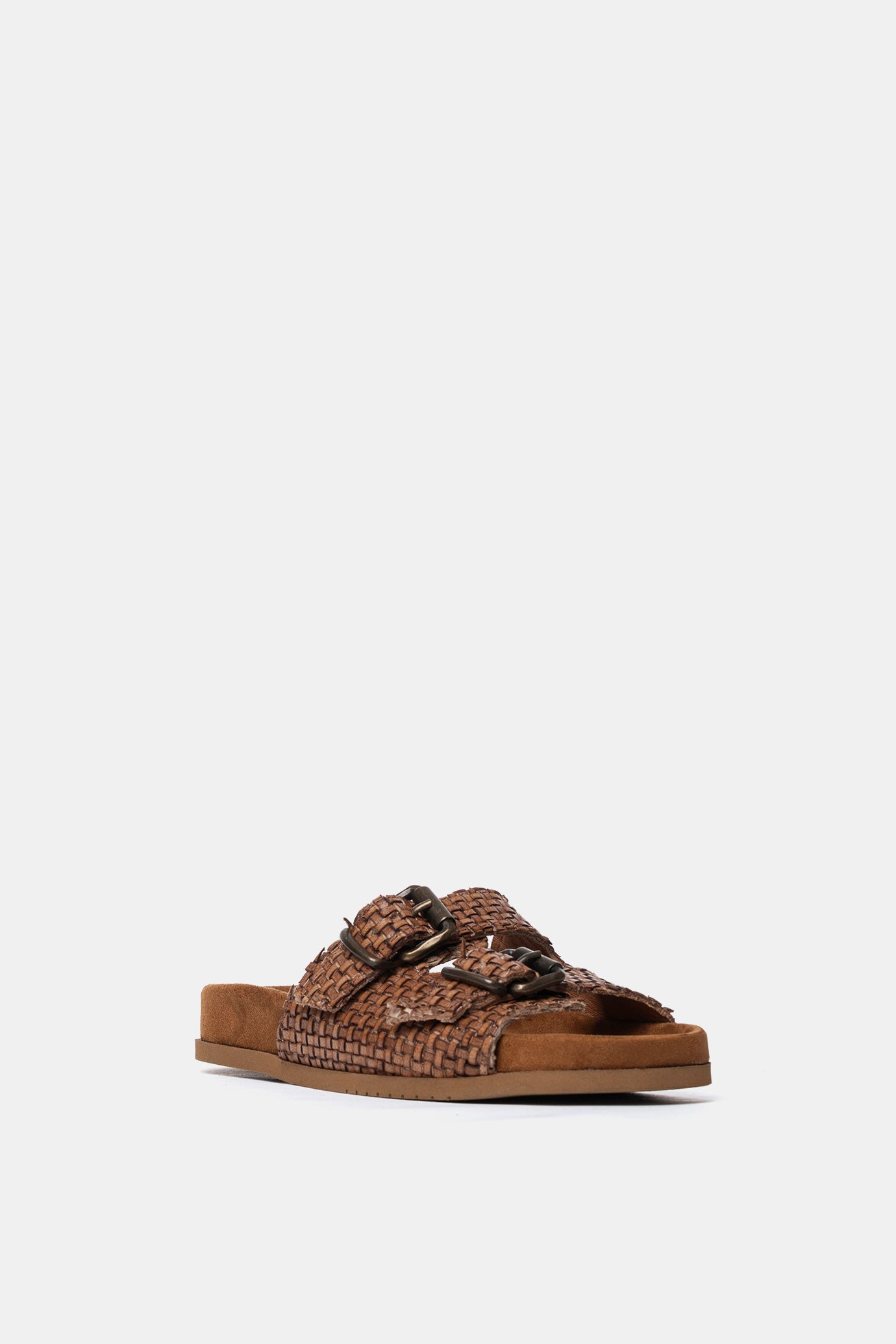 Dove grey suede sandal with FUS3 embroidery
