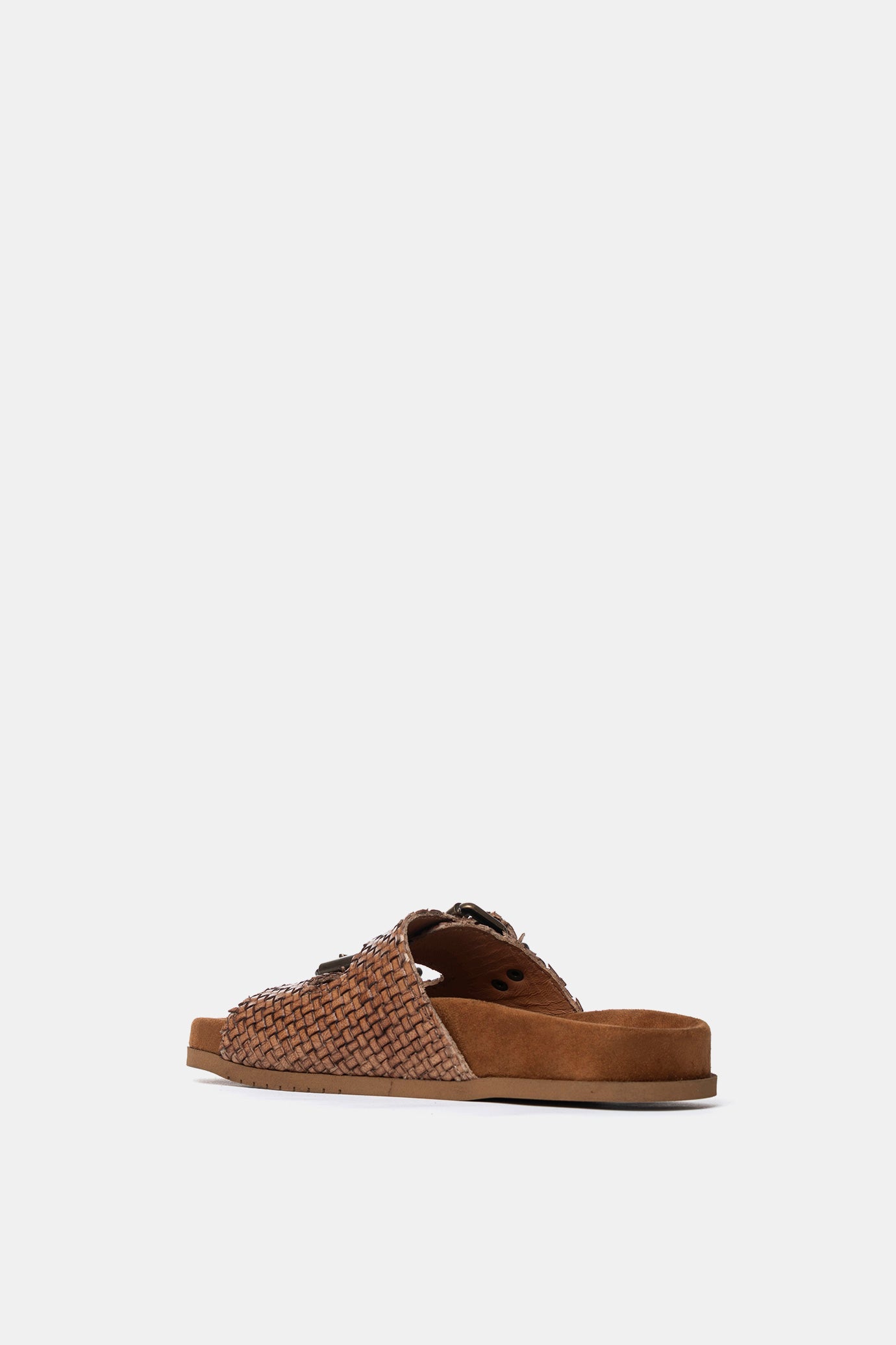 Dove grey suede sandal with FUS3 embroidery