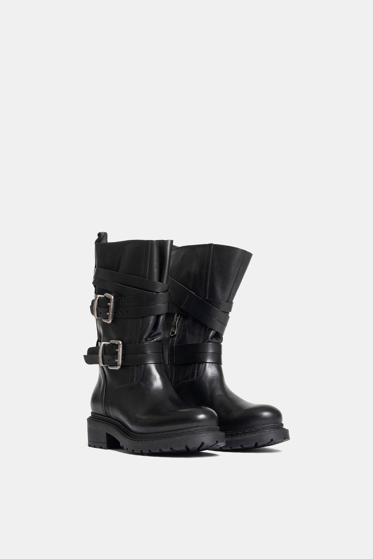 Stivali biker in vitello MA2554 - nero