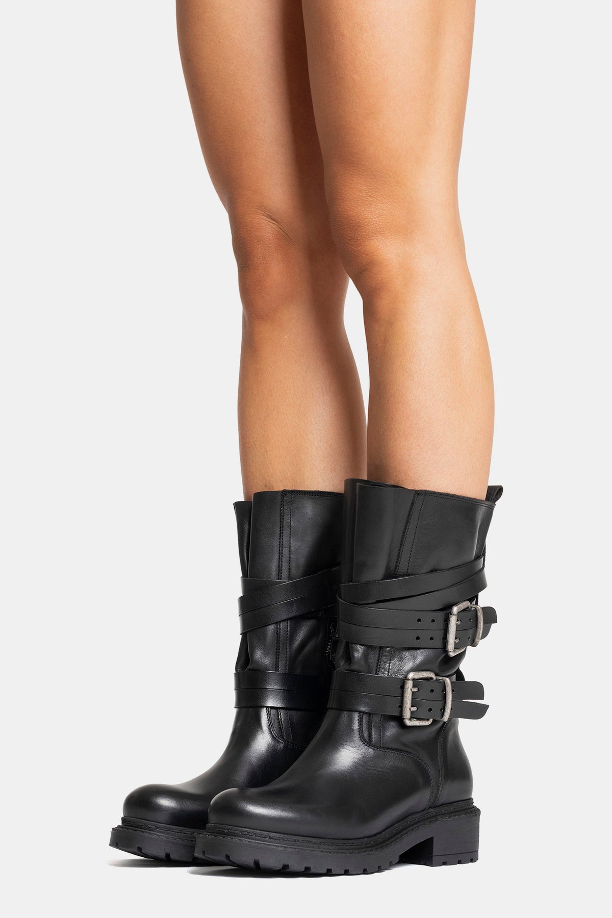 Stivali biker in vitello MA2554 - nero
