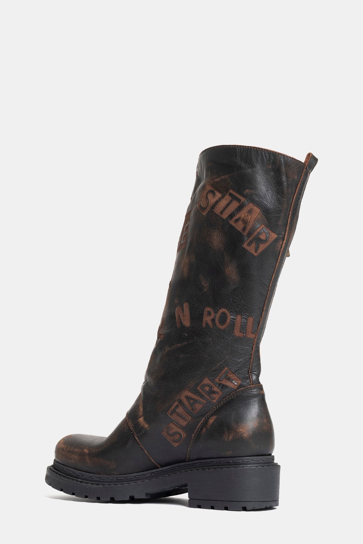 Stivali biker in vitello vintage MA2588 - testa di moro