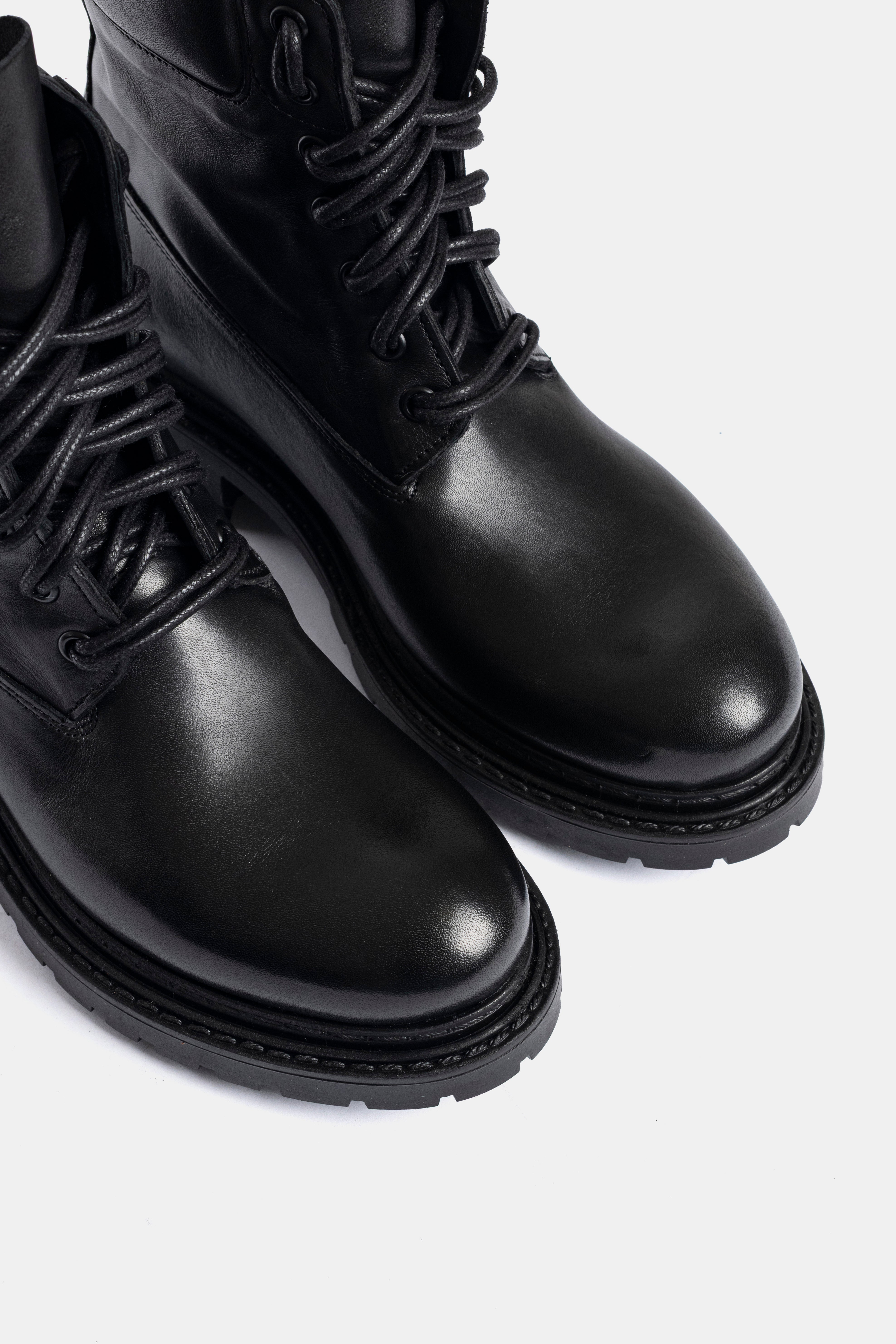MA2174 Black Calfskin Biker Boots