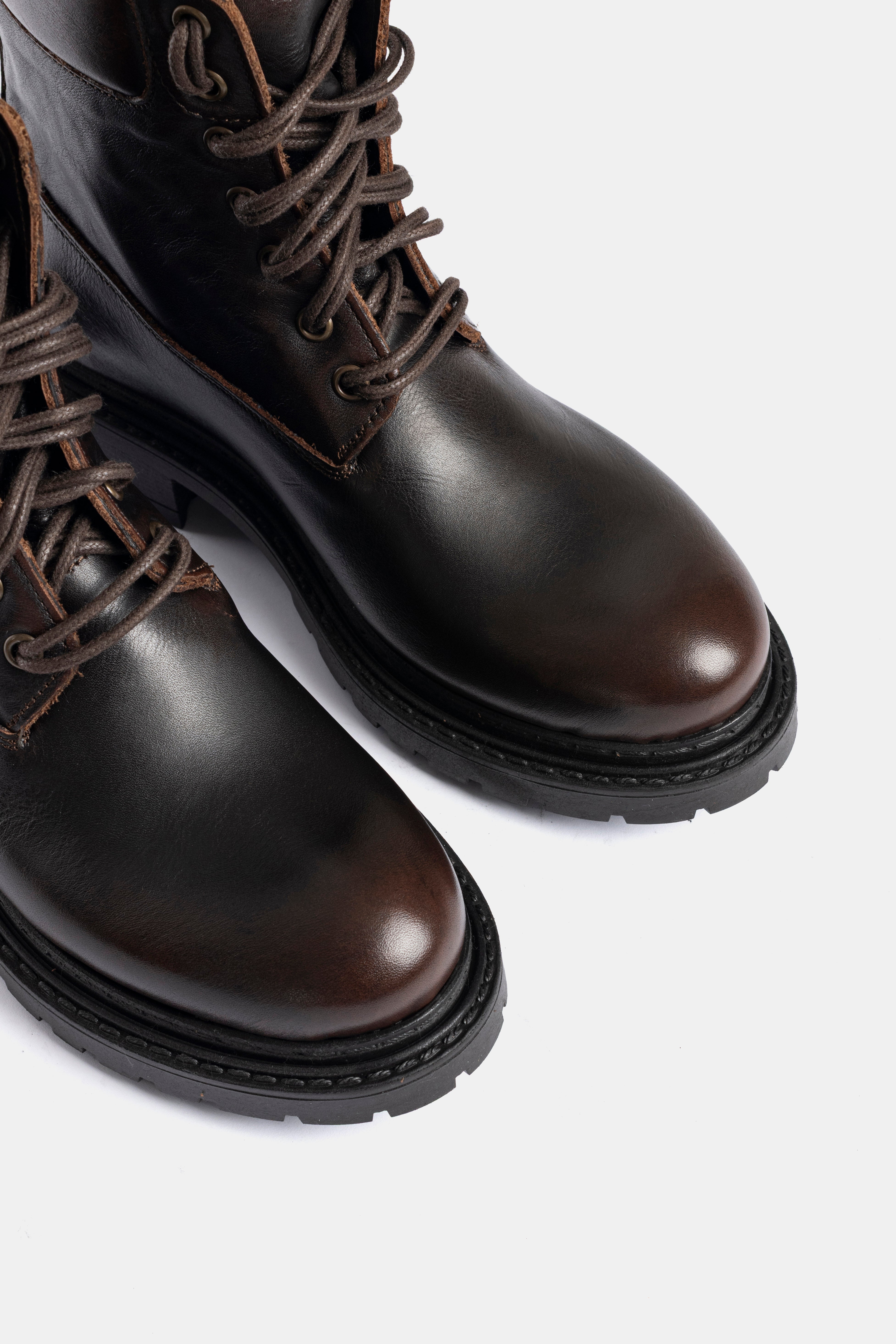 MA2174 dark brown calfskin biker boots