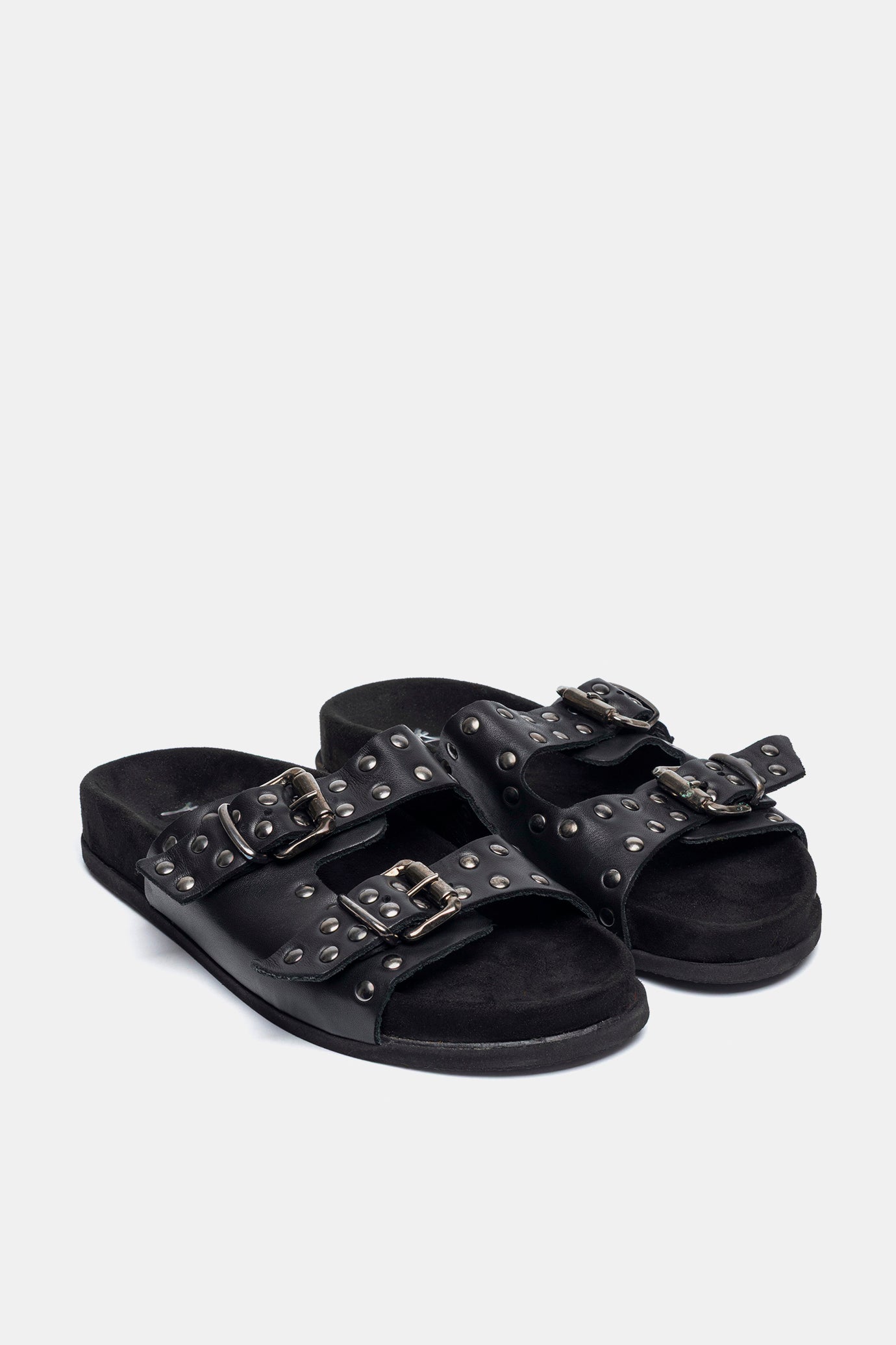 Sandalo in vitello nero con borchie FUS2