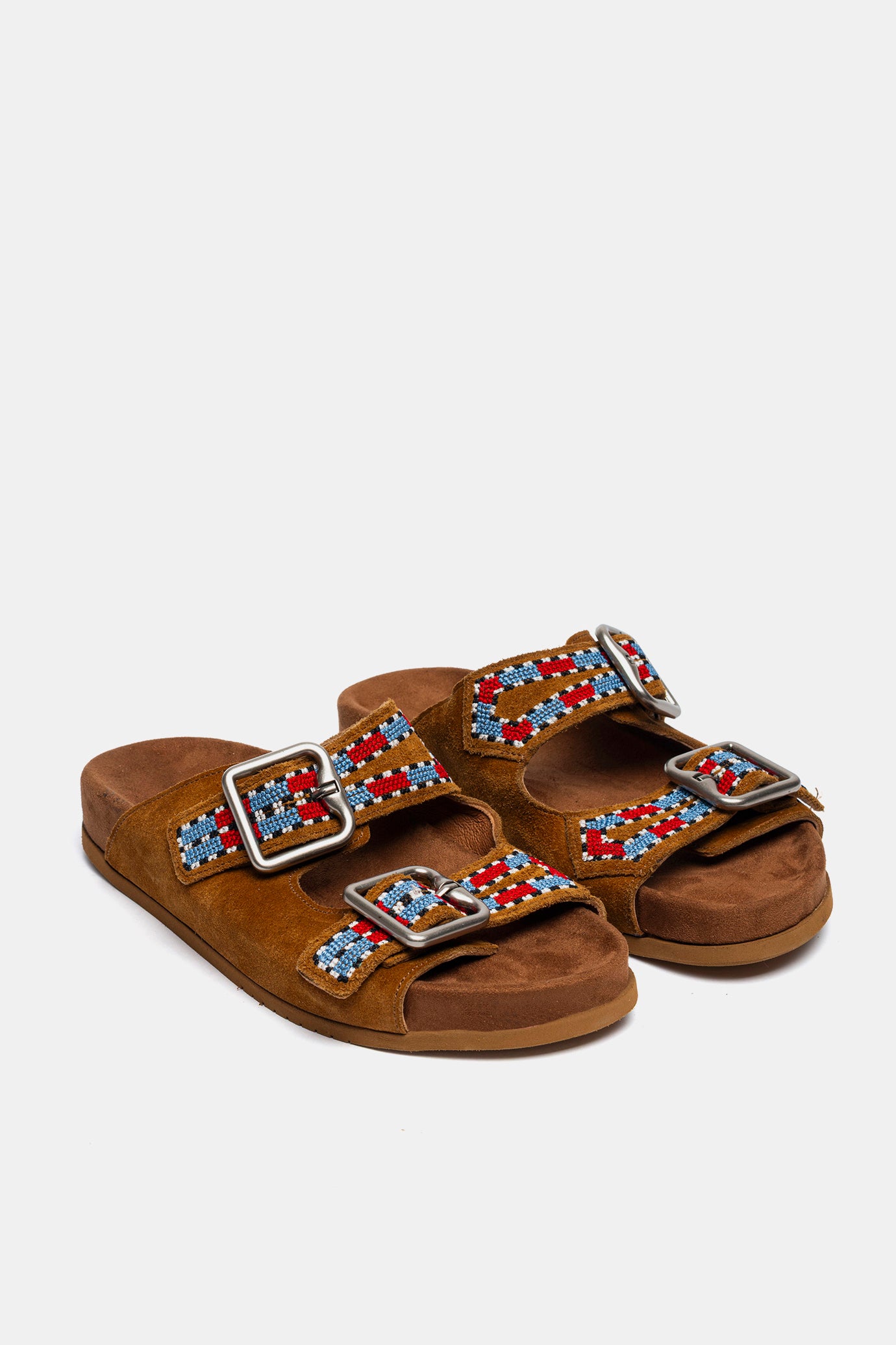 Sandale FUS3 en cuir suédé avec broderie