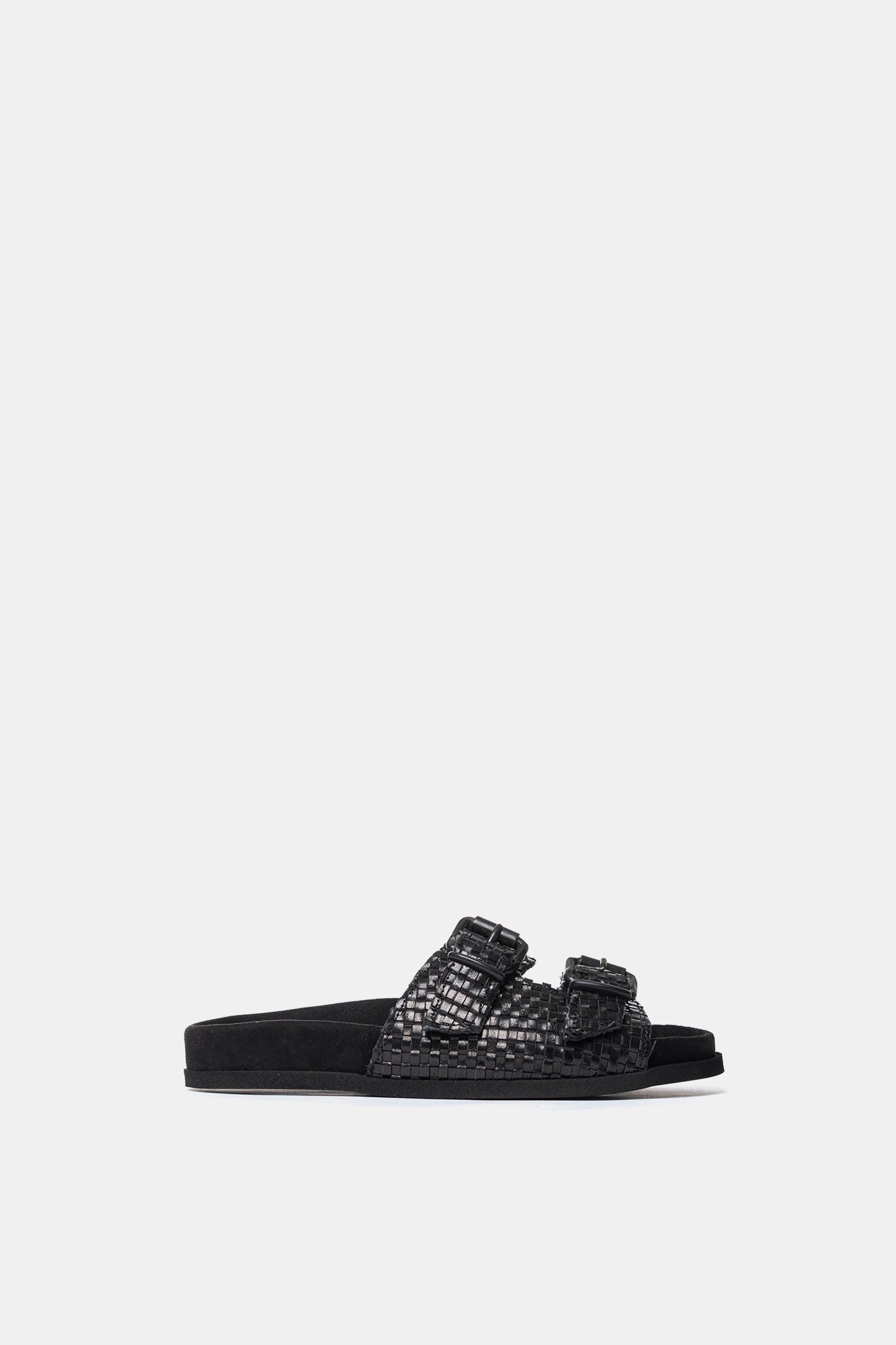 Dove grey suede sandal with FUS3 embroidery