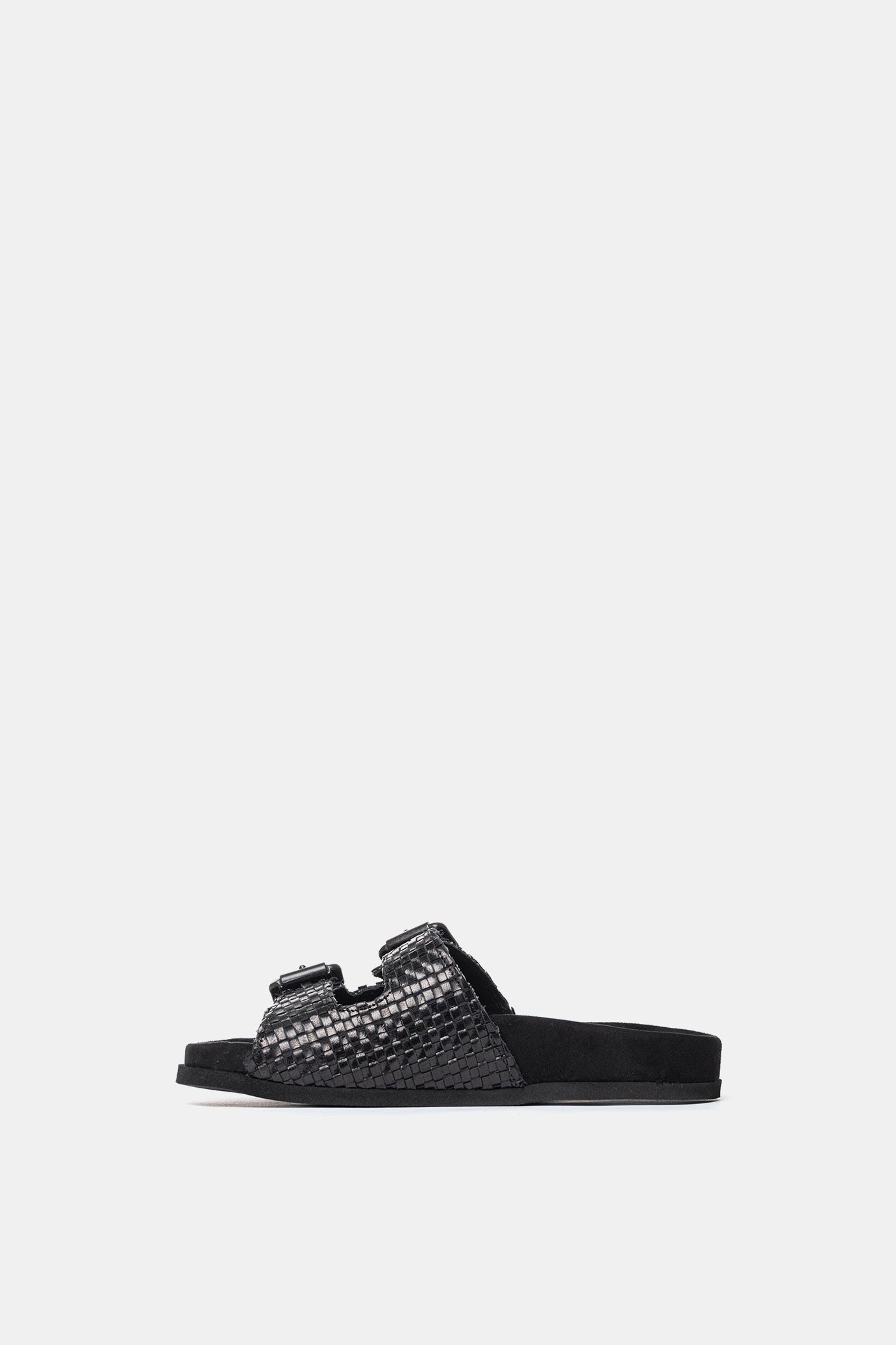 Dove grey suede sandal with FUS3 embroidery