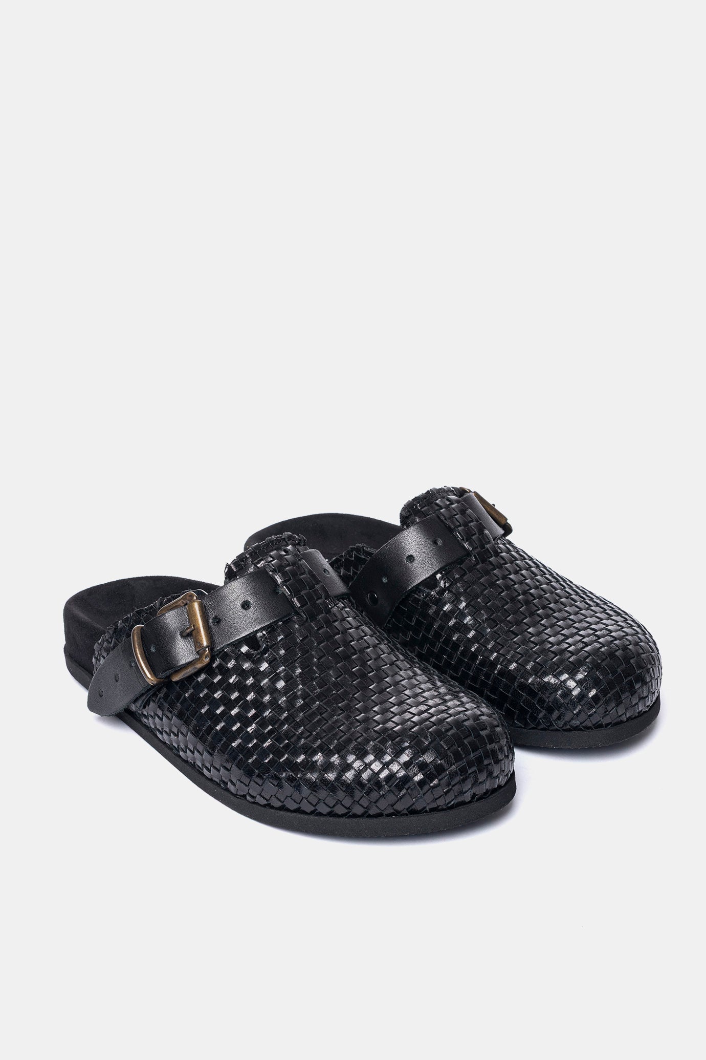 Sabot in vitello intrecciato nero FUS12