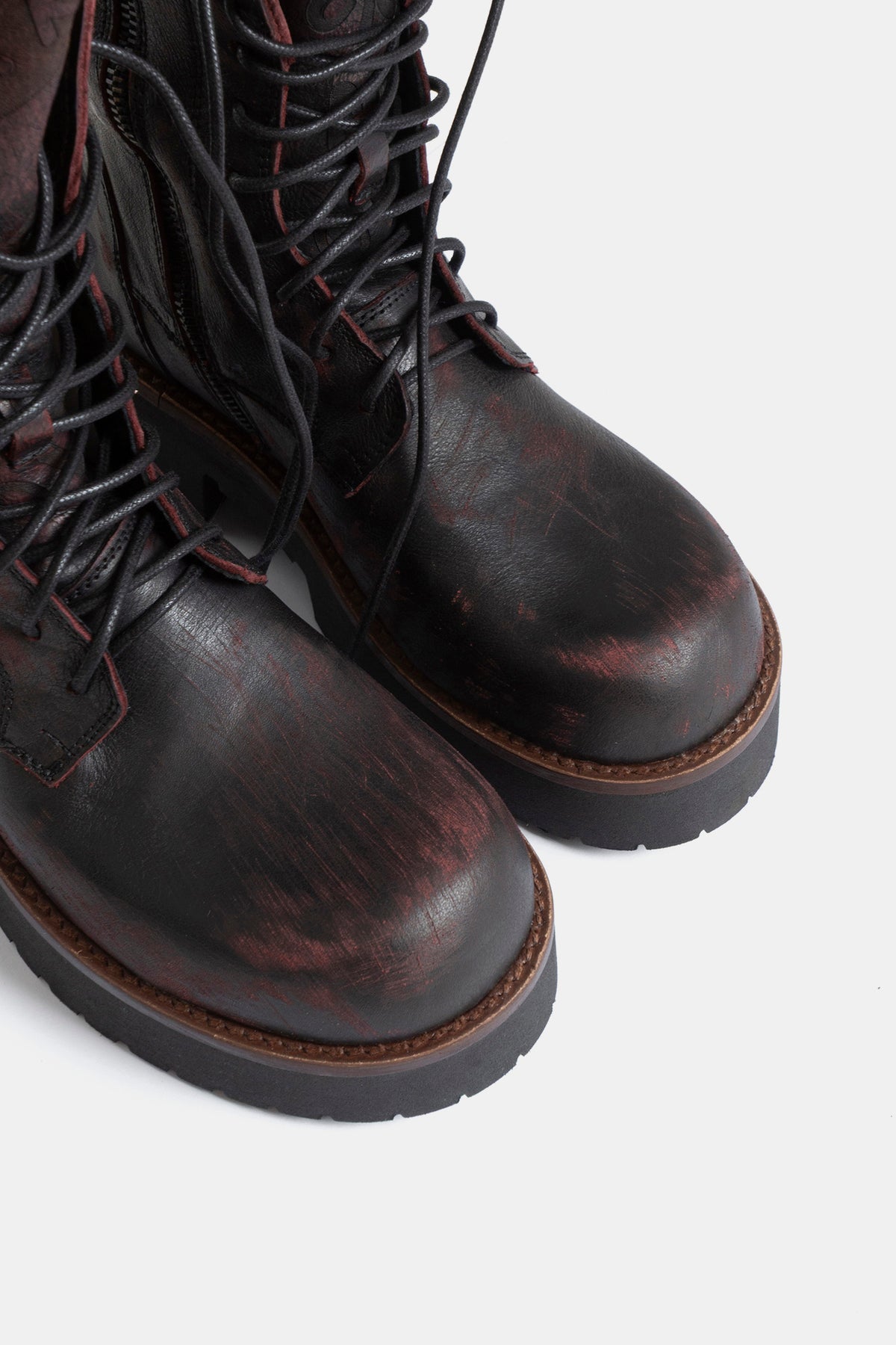 Stivali biker in vitello asport vintage TAM16 - bordeaux
