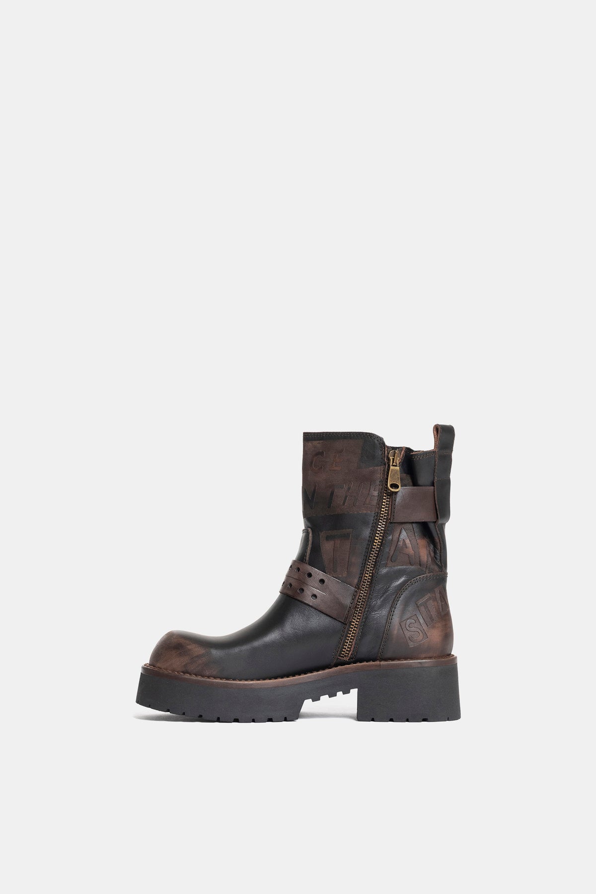 Tronchetti biker in vitello vintage TAM2511 - testa di moro