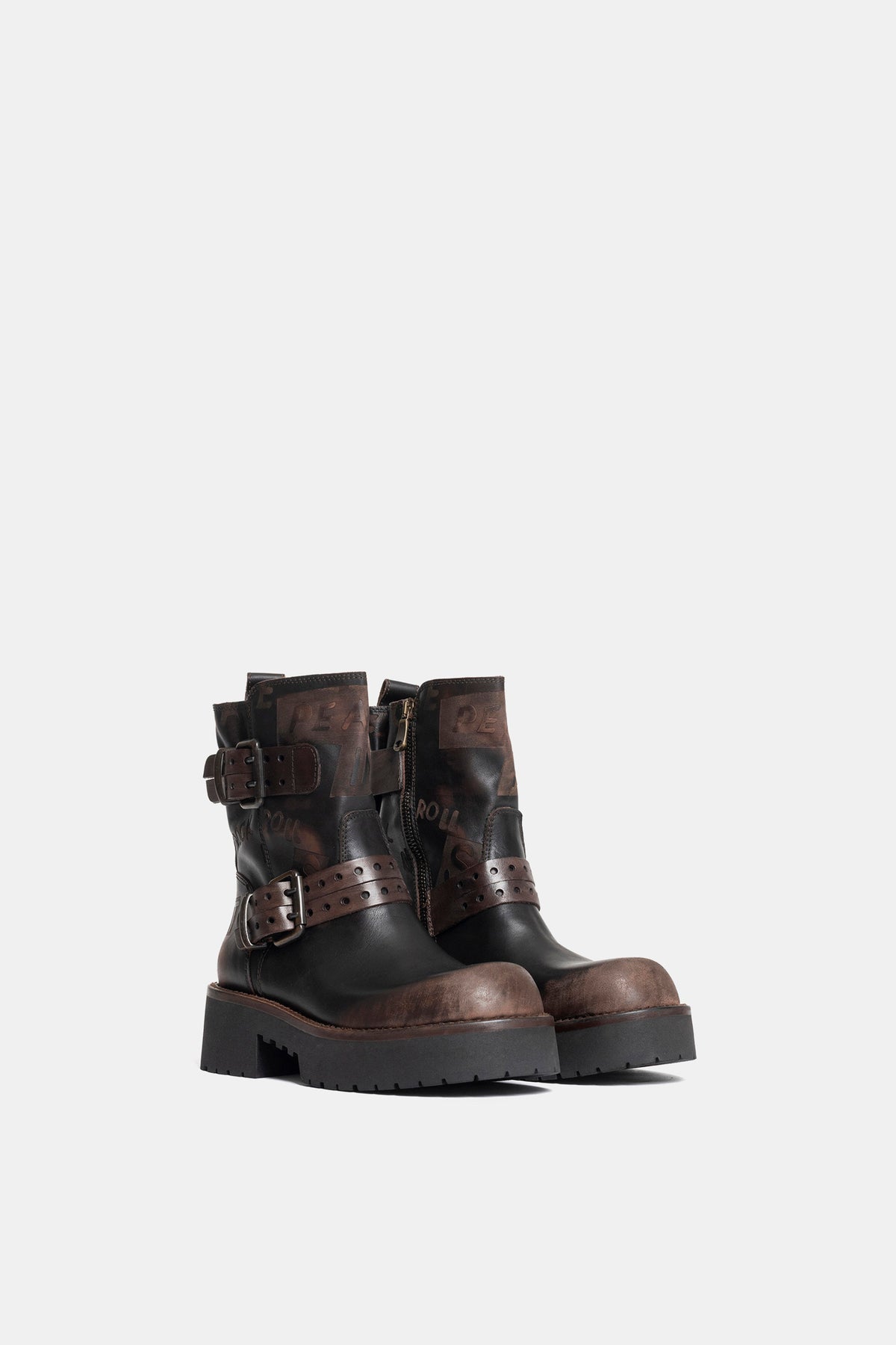 Tronchetti biker in vitello vintage TAM2511 - testa di moro