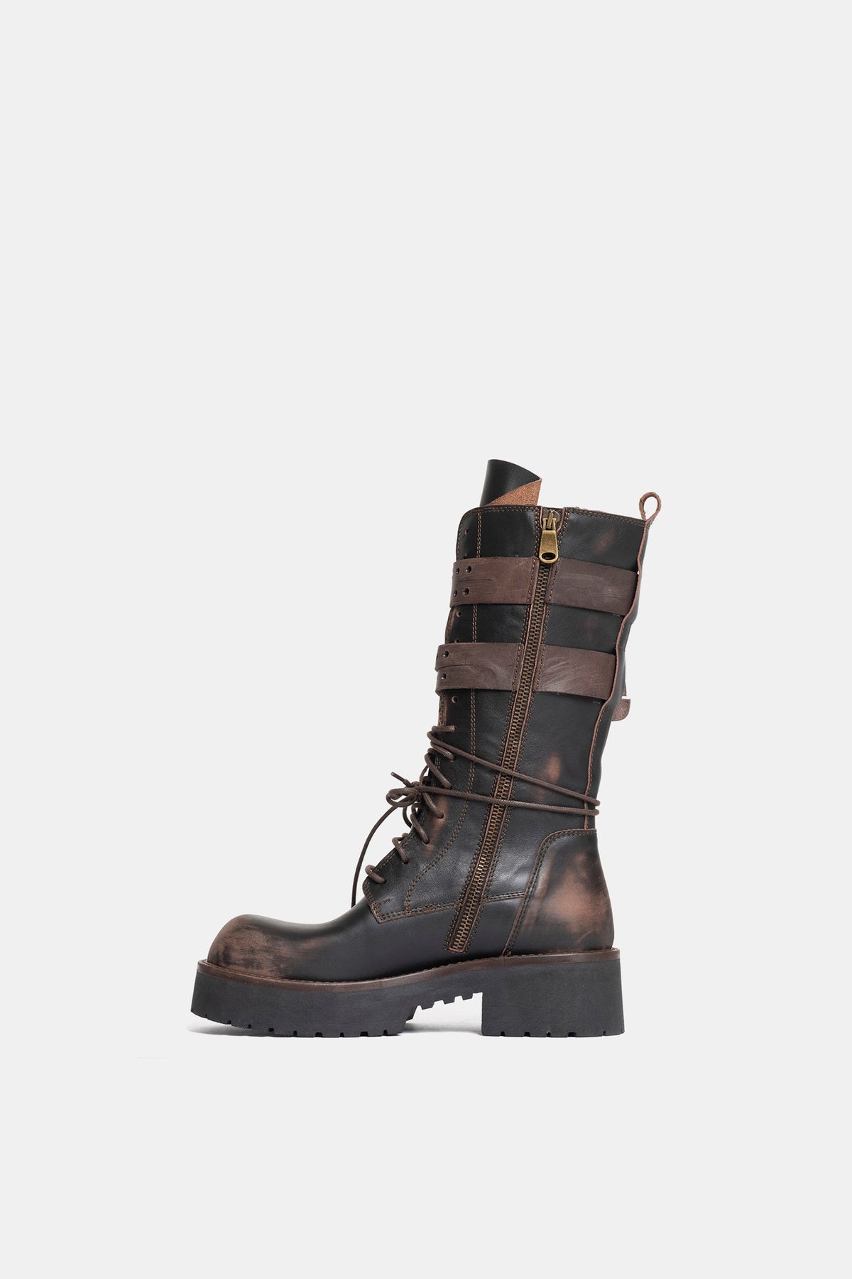 Stivali biker in vitello asport vintage TAM2521 - testa di moro
