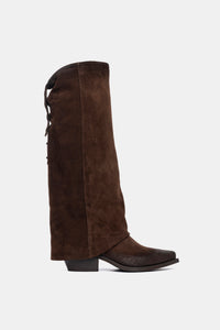 Bottes de cowboy en daim marron foncé DX2210