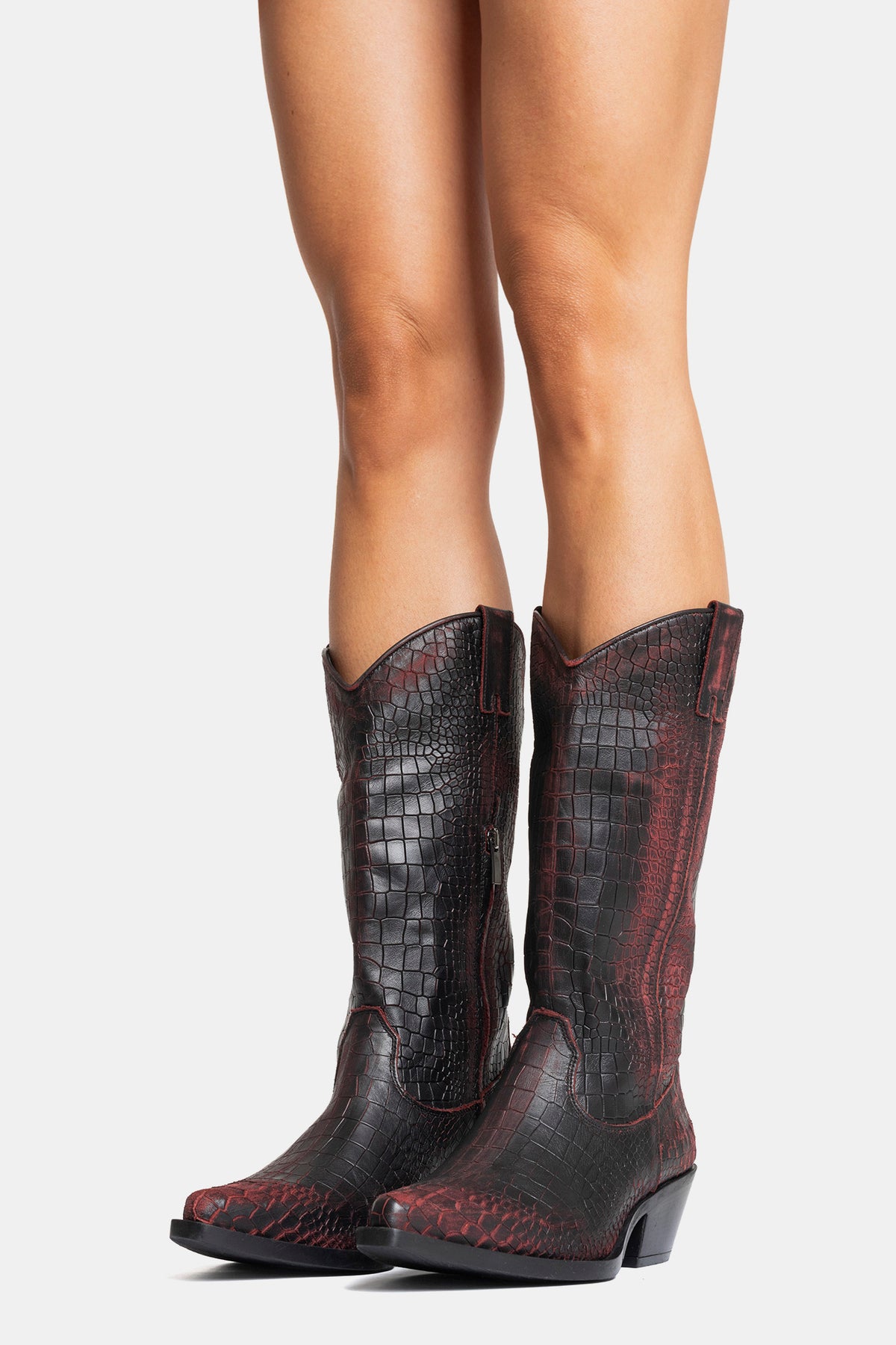 Stivali texani in cocco vintage DX220 - bordeaux