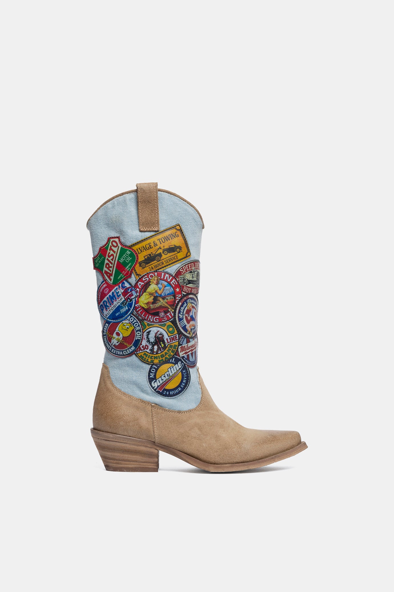 Stivali texani in camoscio e jeans DX2570