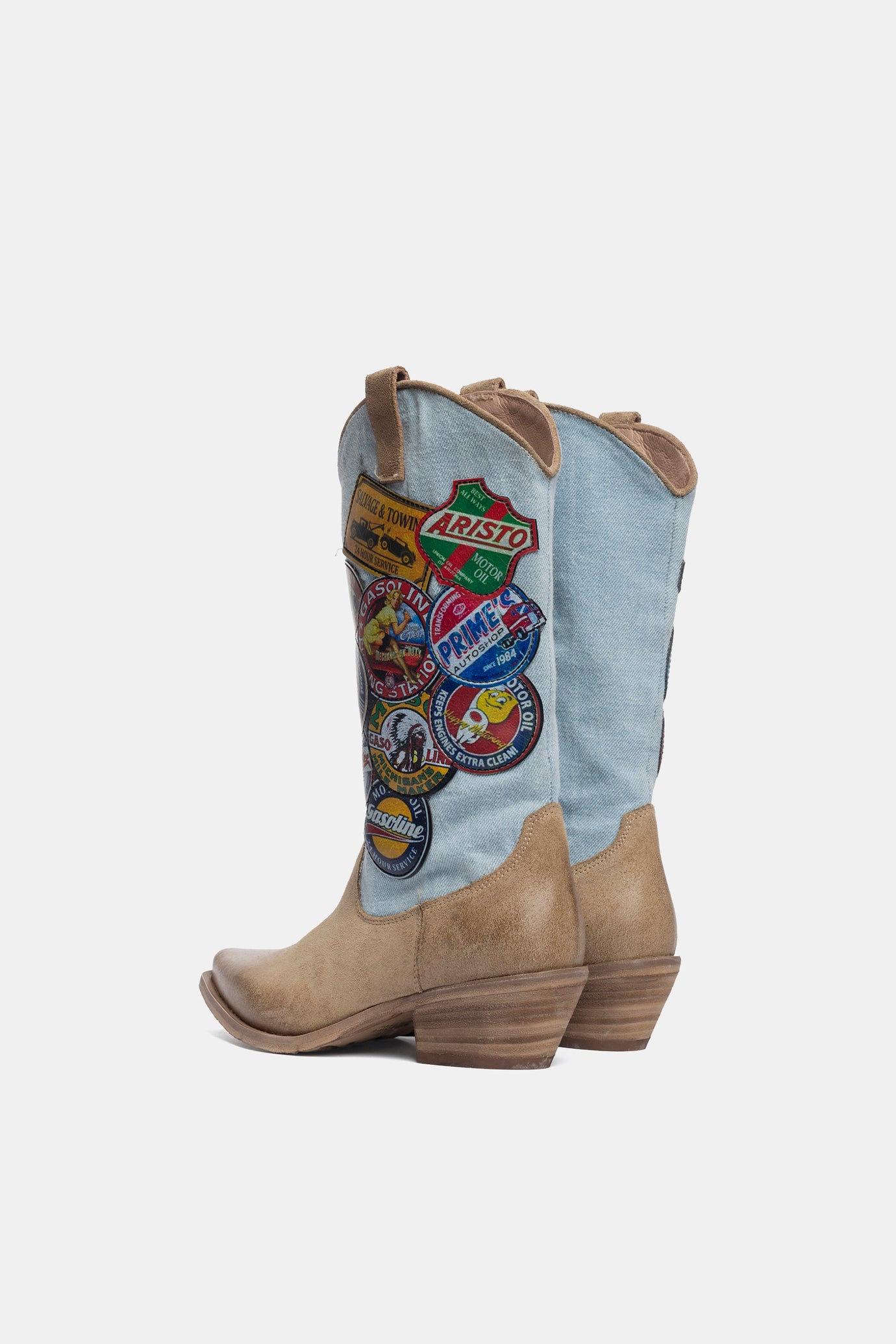 Stivali texani in camoscio e jeans DX2570