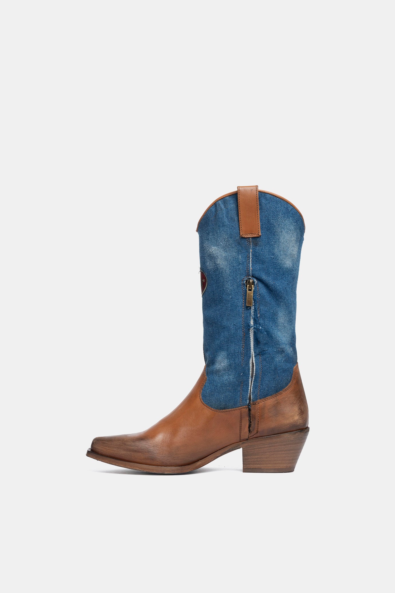 Stivali texani in vacchetta vintage e jeans DX2570