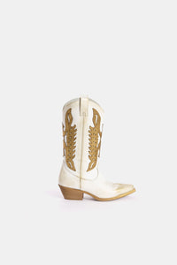White and gold laminated cowboy boots DX822