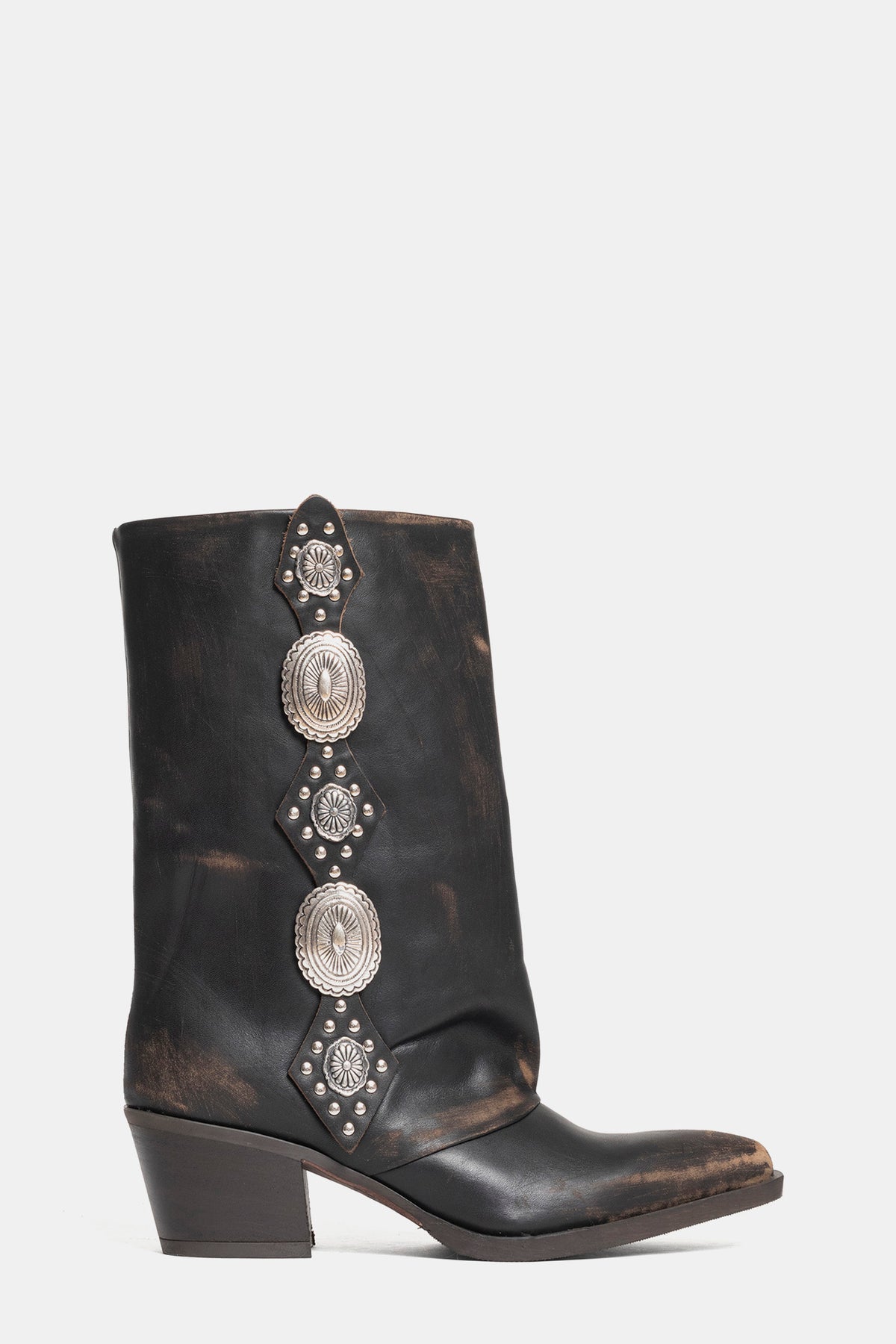 Stivali texani in vitello vintage GIA2548 - testa di moro