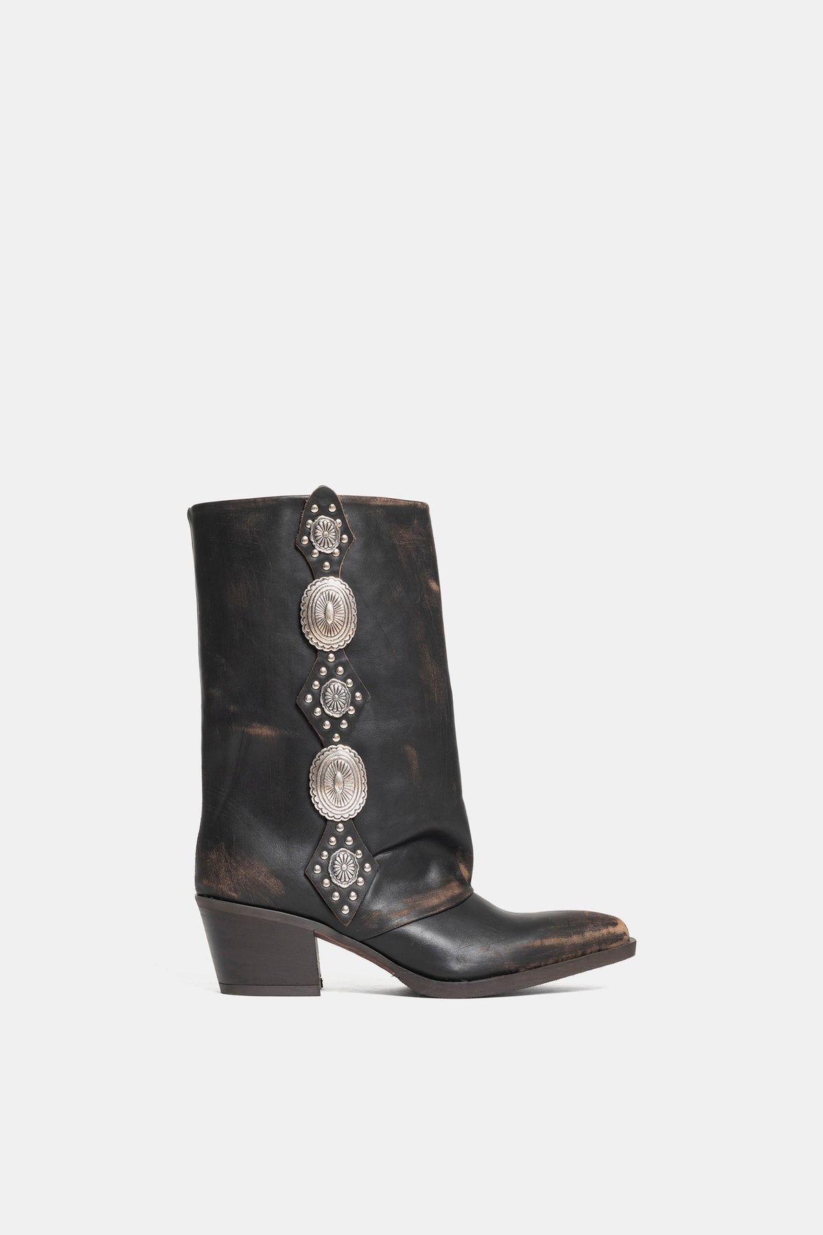 Stivali texani in vitello vintage GIA2548 - testa di moro
