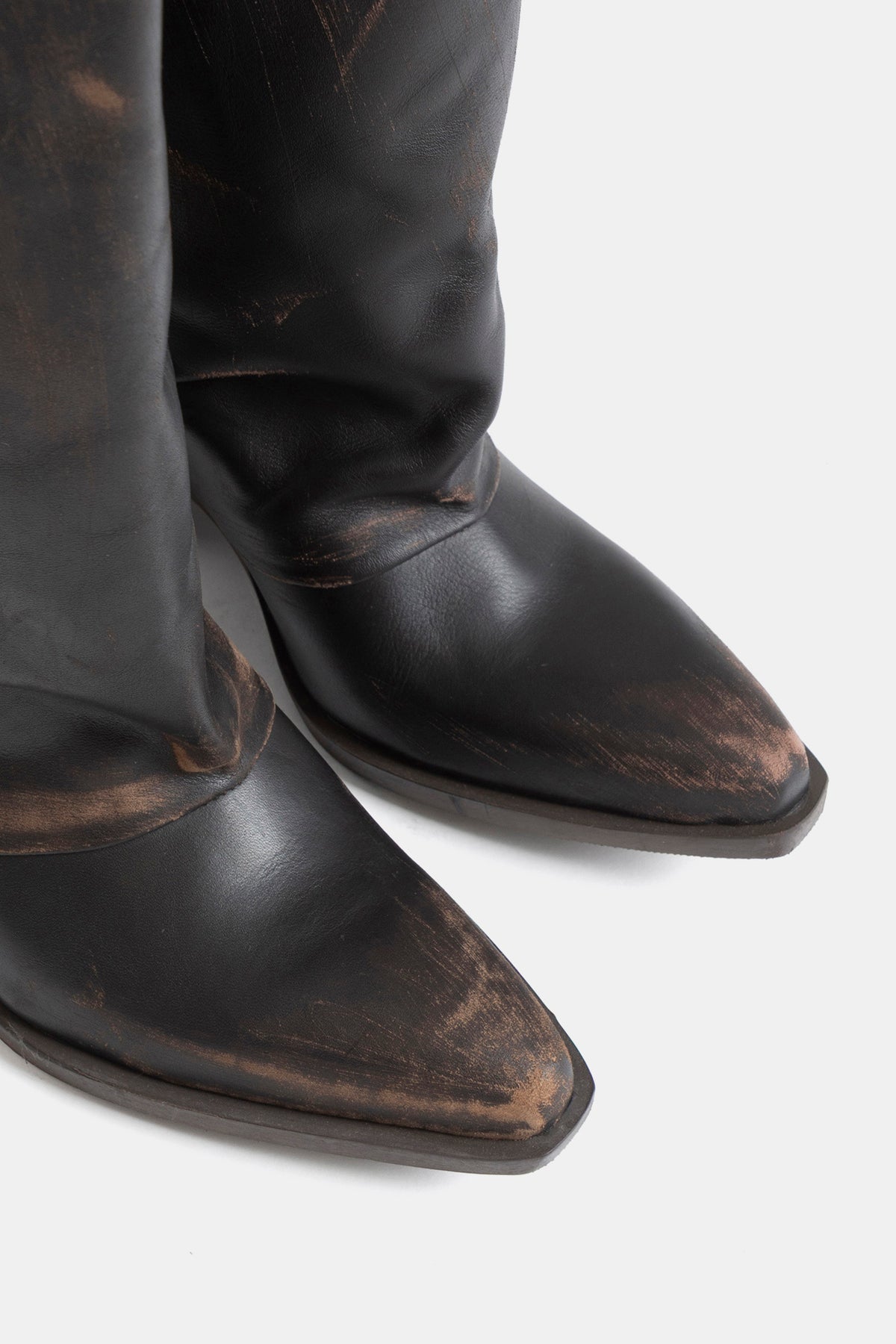 Stivali texani in vitello vintage GIA2548 - testa di moro