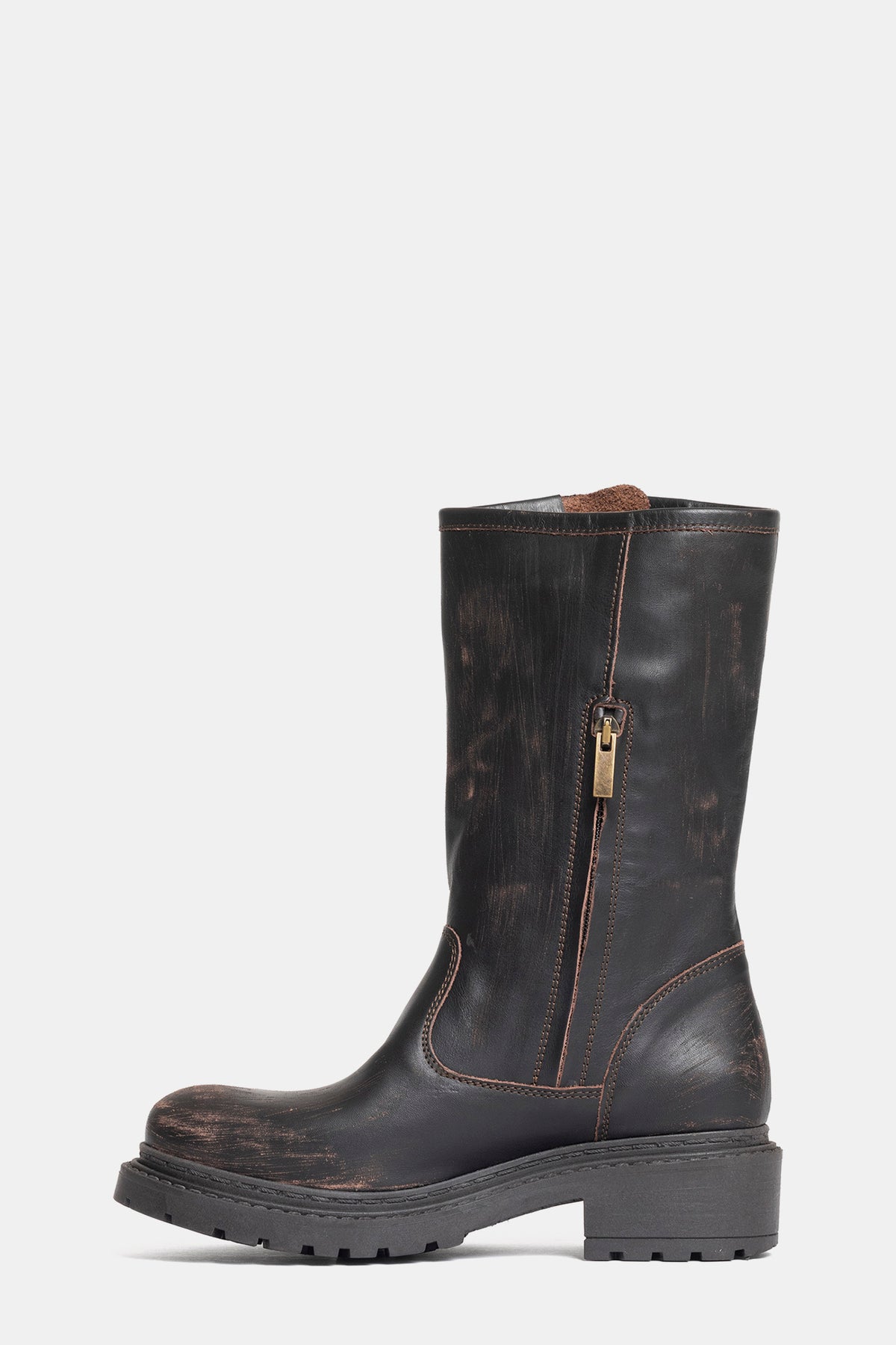 Stivali biker in vitello vintage MA2560 - testa di moro