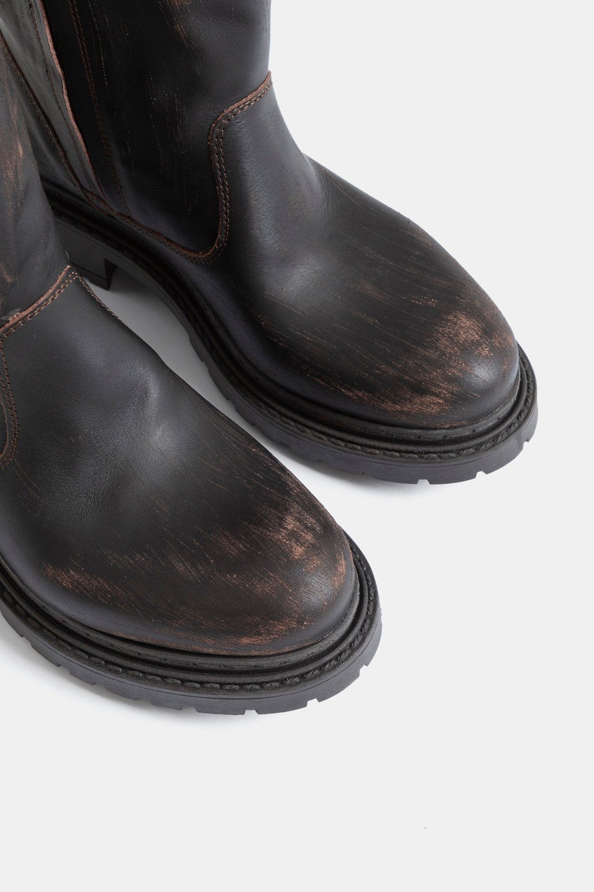 Stivali biker in vitello vintage MA2560 - testa di moro