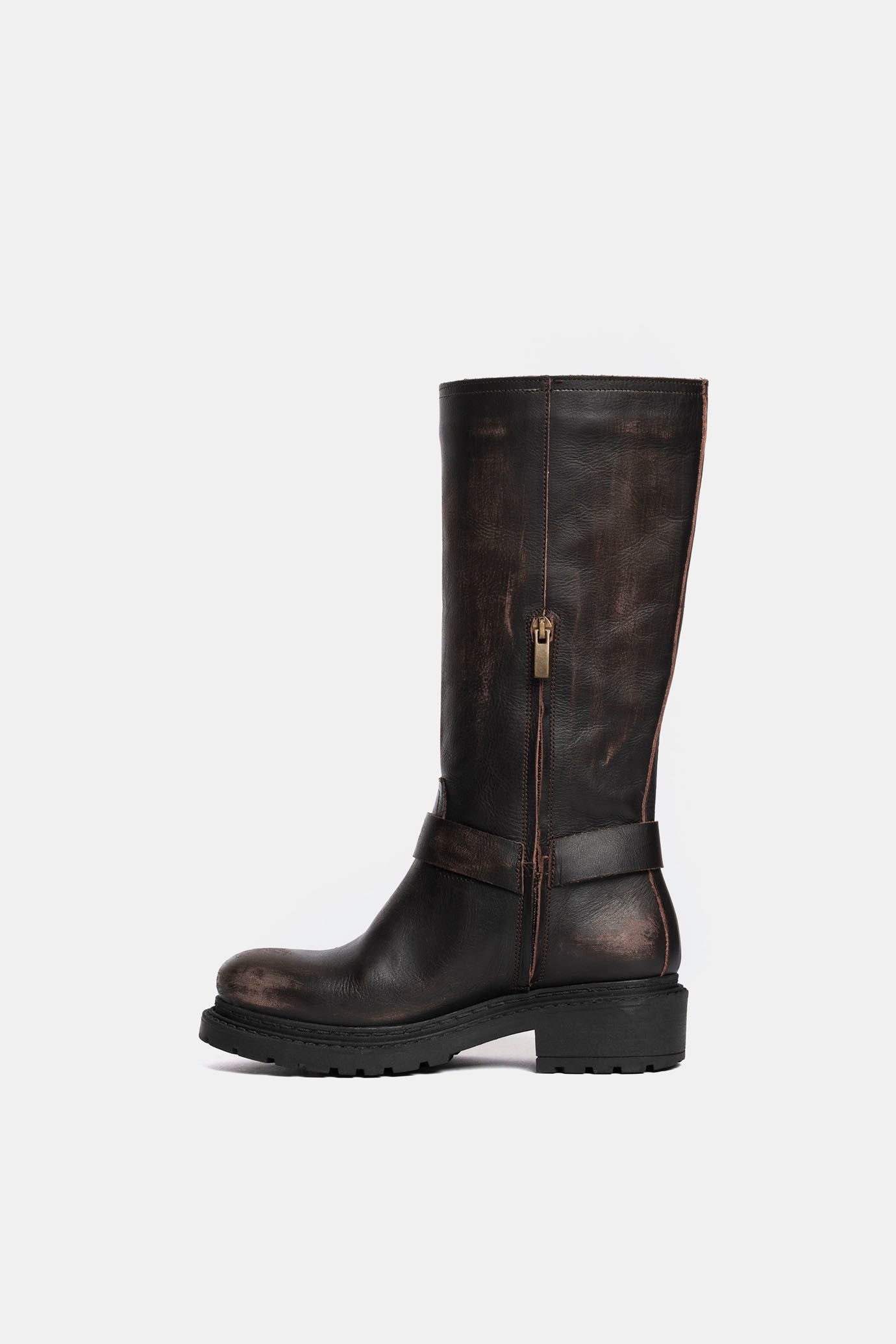 Biker in dark brown calfskin MA644