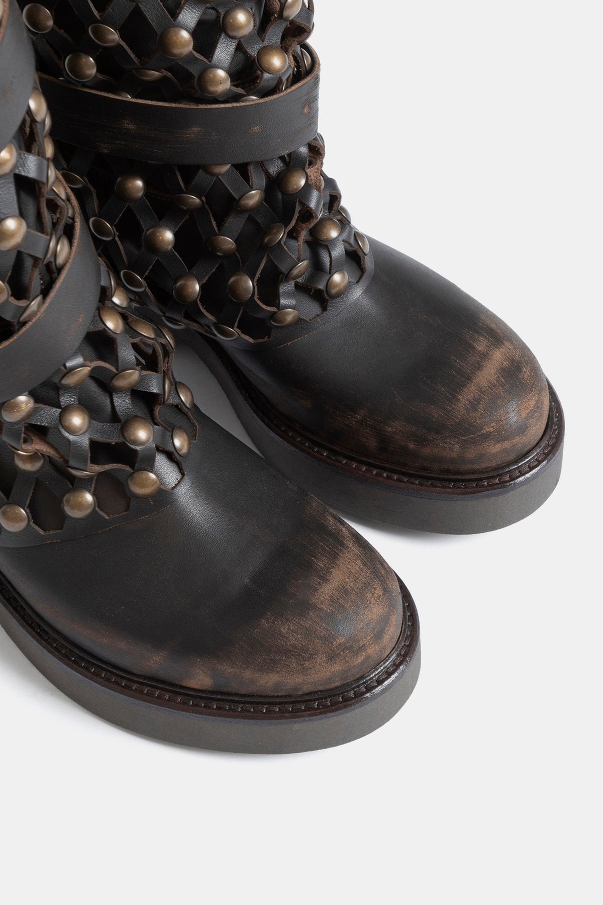 Stivali biker in vitello vintage NU2726 -testa di moro