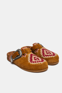 Suede leather sabot with embroidery FUS10