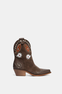 Bottines texanes en cuir suédé avec applications multicolores DX738
