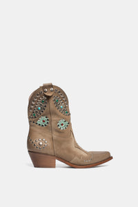 Bottines texanes en cuir suédé avec applications multicolores DX738