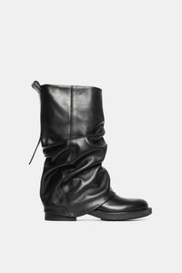 AK2167 Black Calfskin Biker Boots