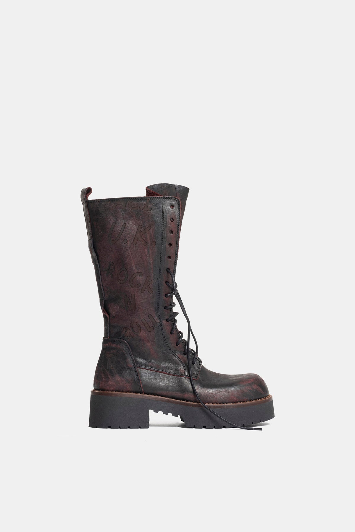 Stivali biker in vitello asport vintage TAM16 - bordeaux