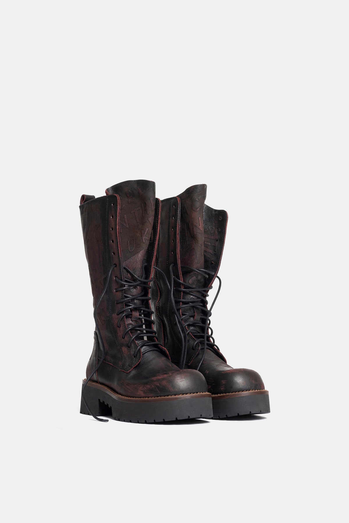 Stivali biker in vitello asport vintage TAM16 - bordeaux