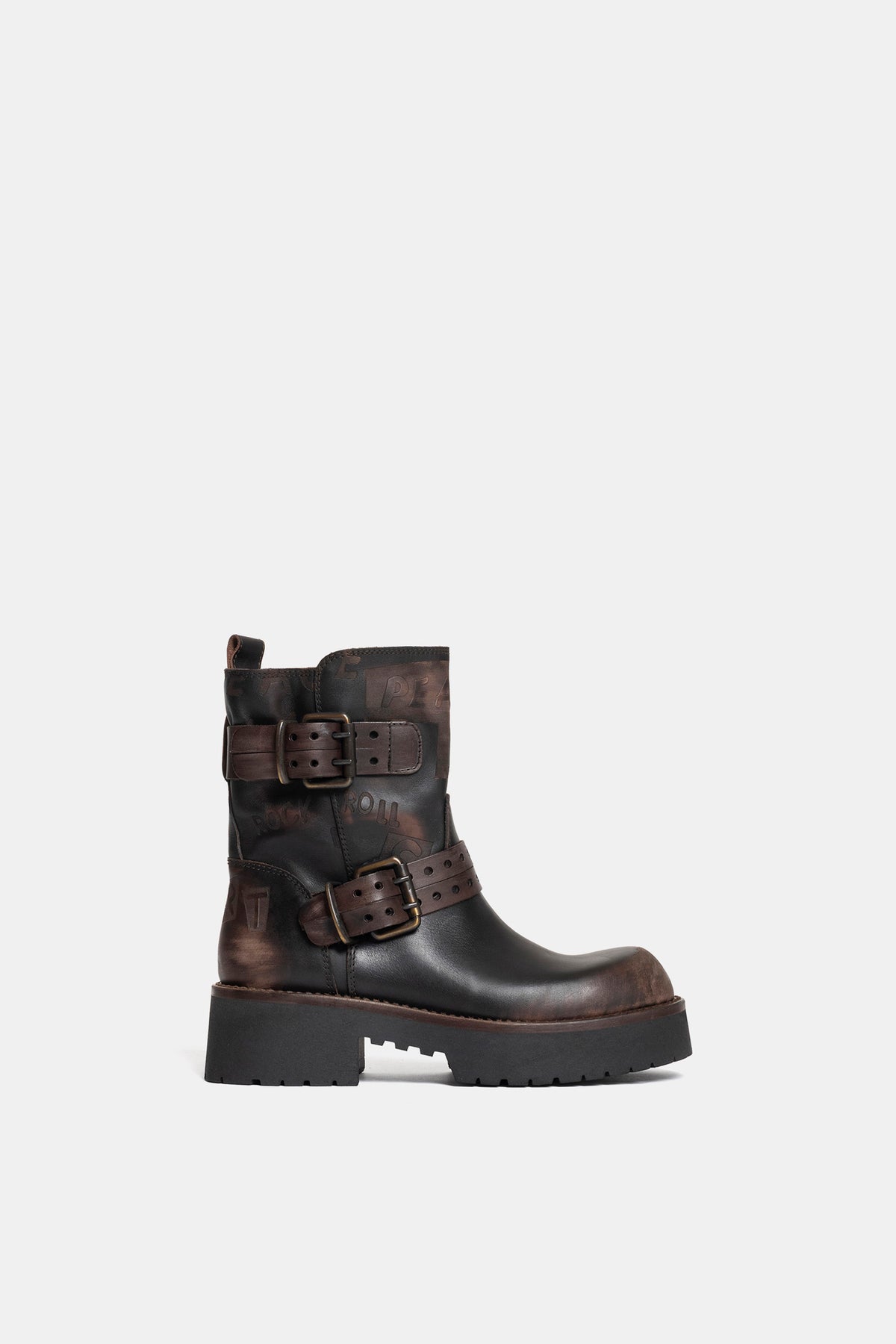 Tronchetti biker in vitello vintage  TAM2511 - testa di moro