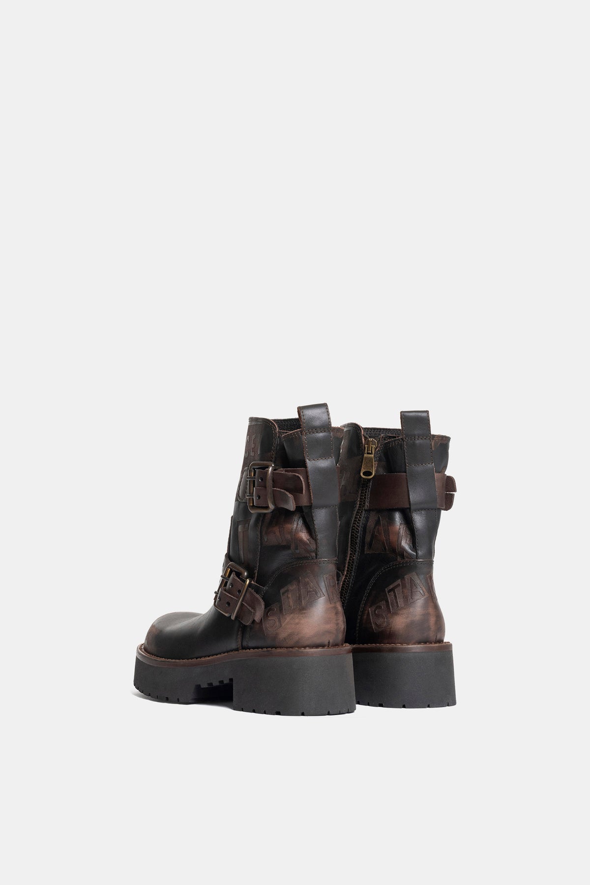 Tronchetti biker in vitello vintage  TAM2511 - testa di moro