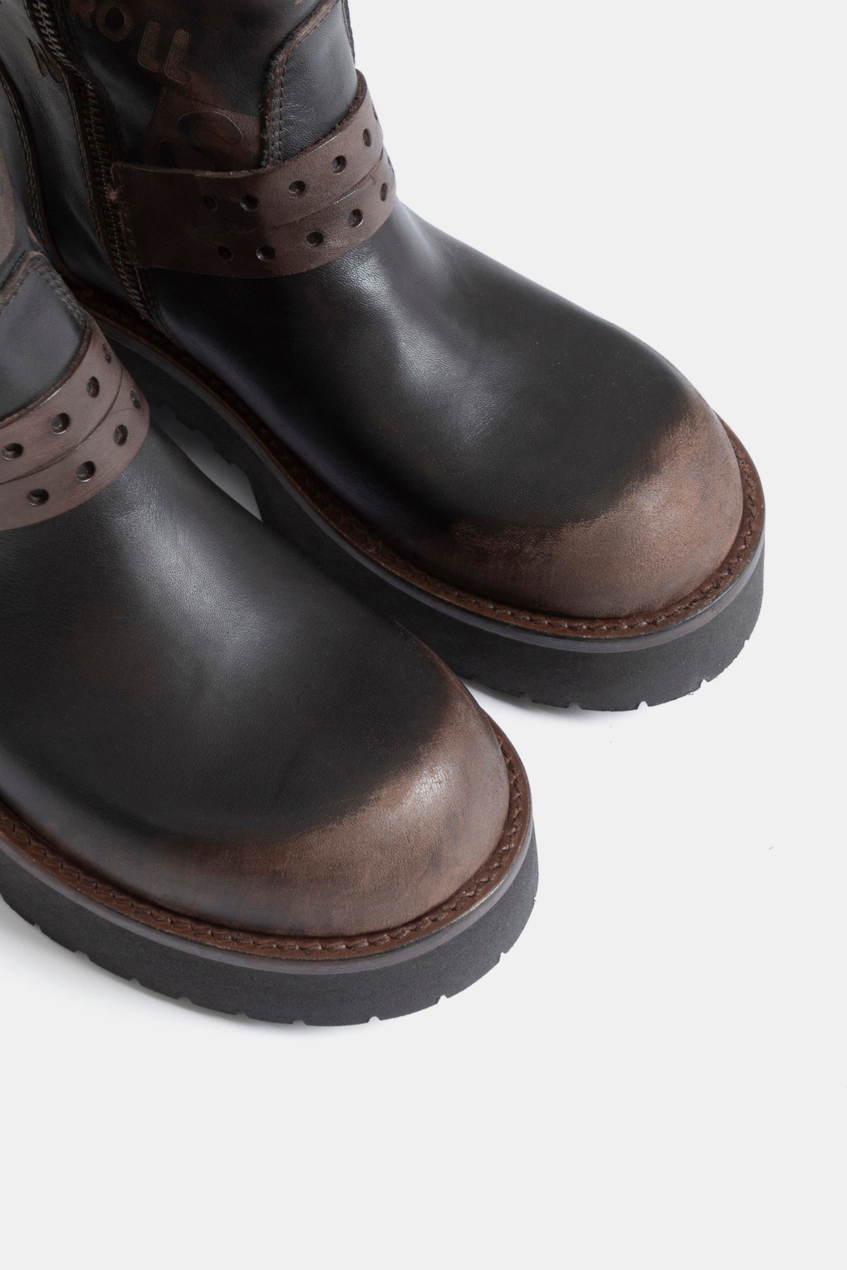 Tronchetti biker in vitello vintage  TAM2511 - testa di moro
