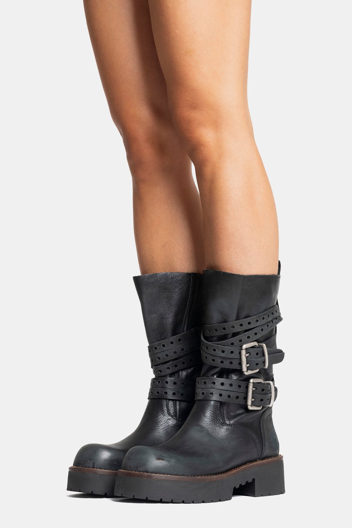 Stivali biker in vacchetta TAM2516 - nero