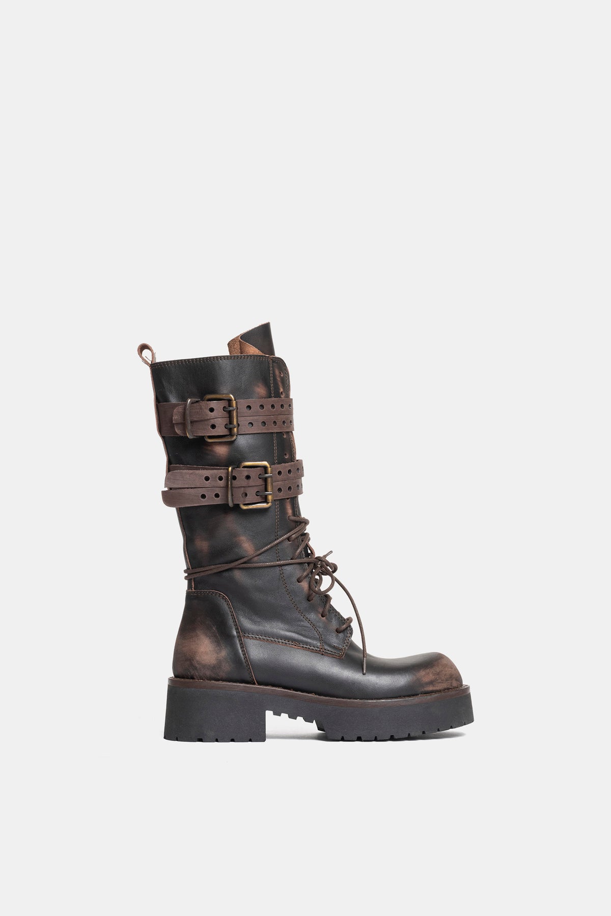 Stivali biker in vitello asport vintage TAM2521  - testa di moro