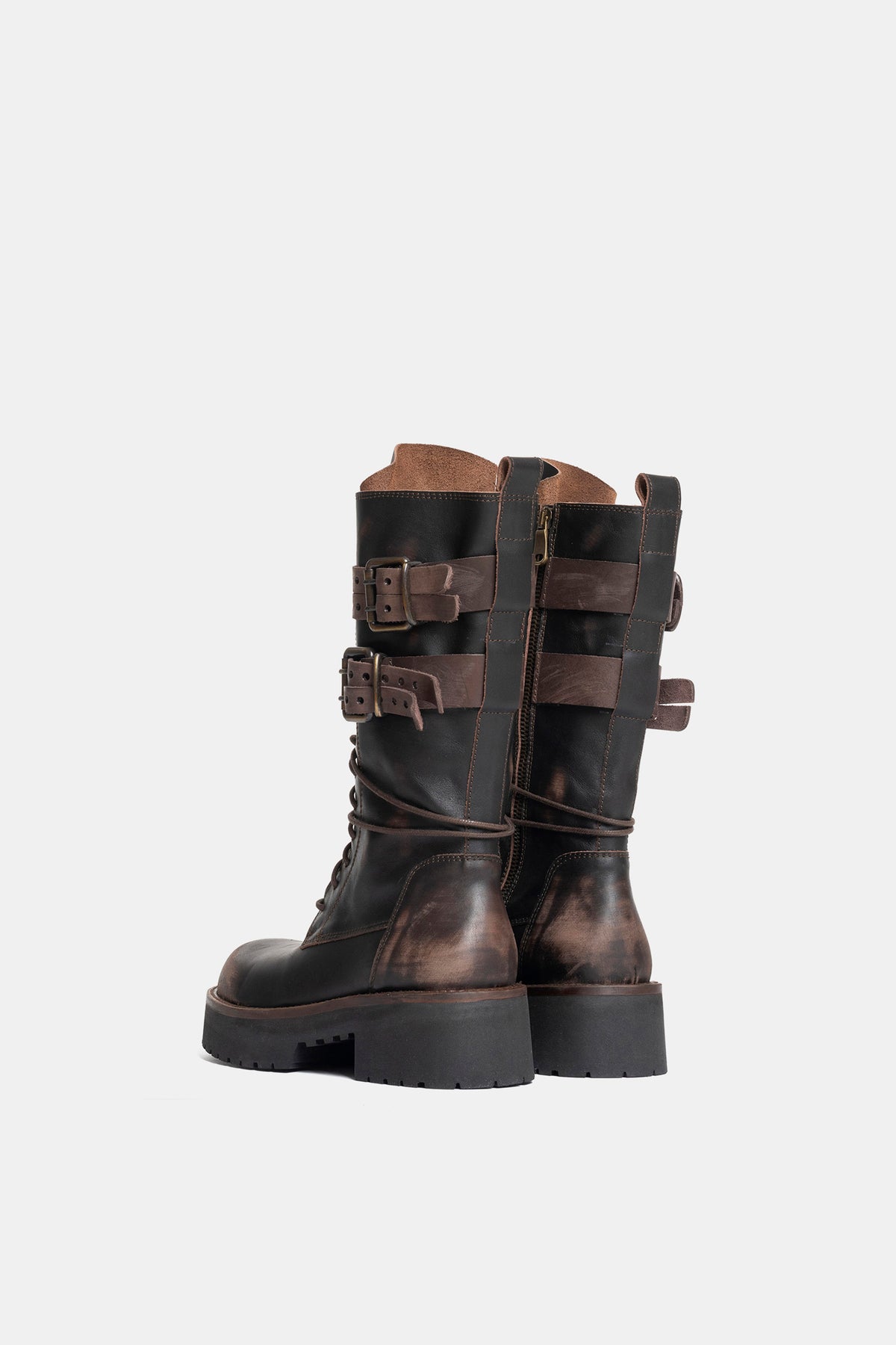 Stivali biker in vitello asport vintage TAM2521  - testa di moro