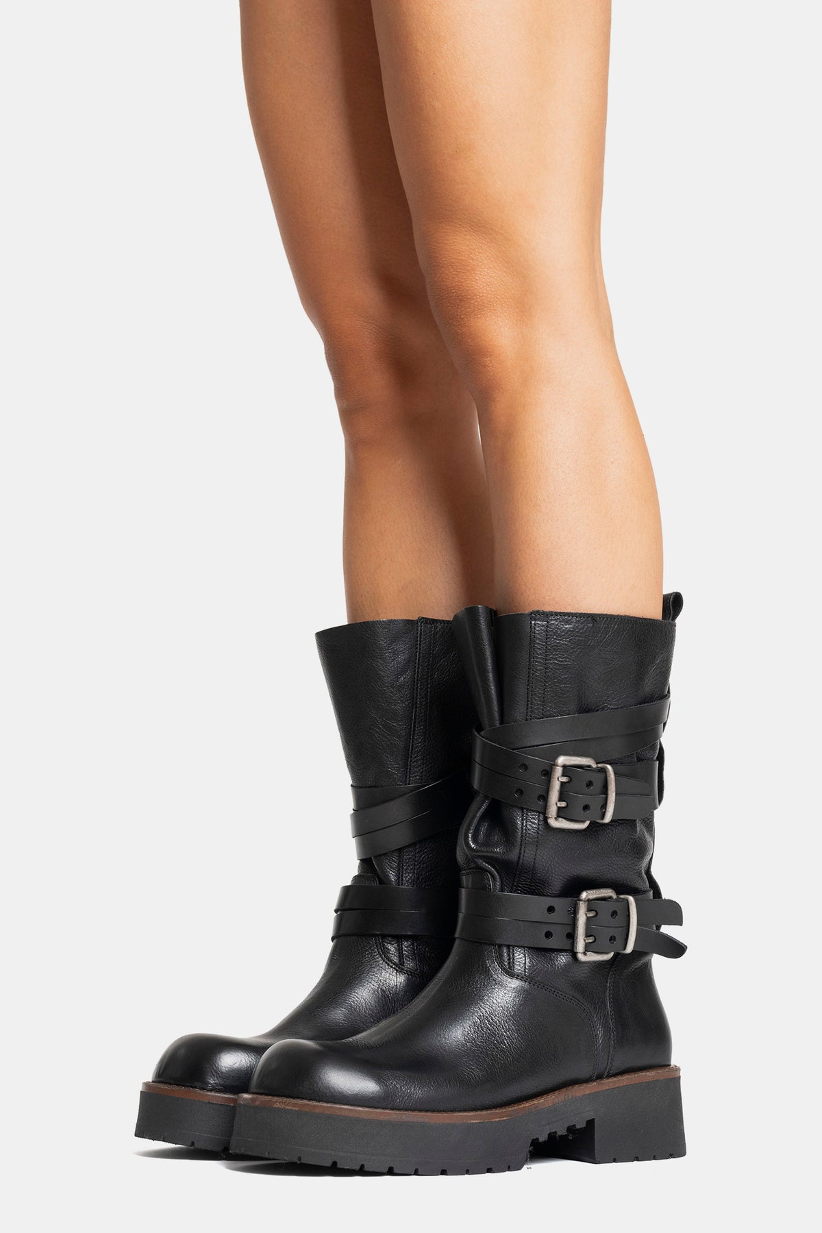 Stivali biker in vitello TAM2554 - nero
