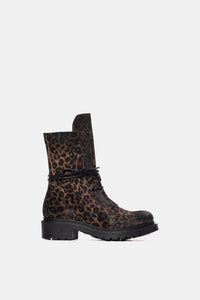 MA977 Taupe Printed Suede Biker Ankle Boots